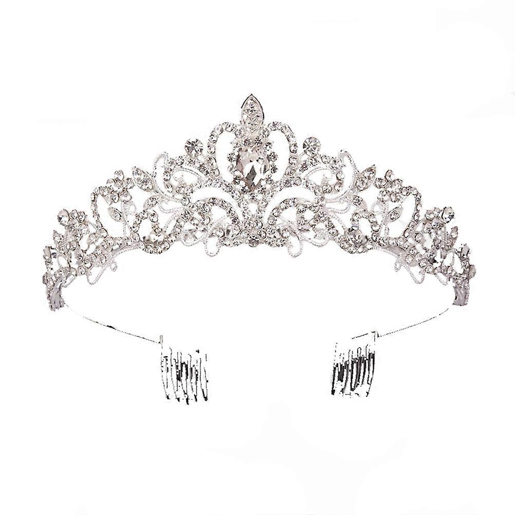 Crown Jewelry Embellishment Rhinestone Headwear Elegant Bridal Tiara for Wedding Photo Session 14 x 14 x 5cm 1Pack