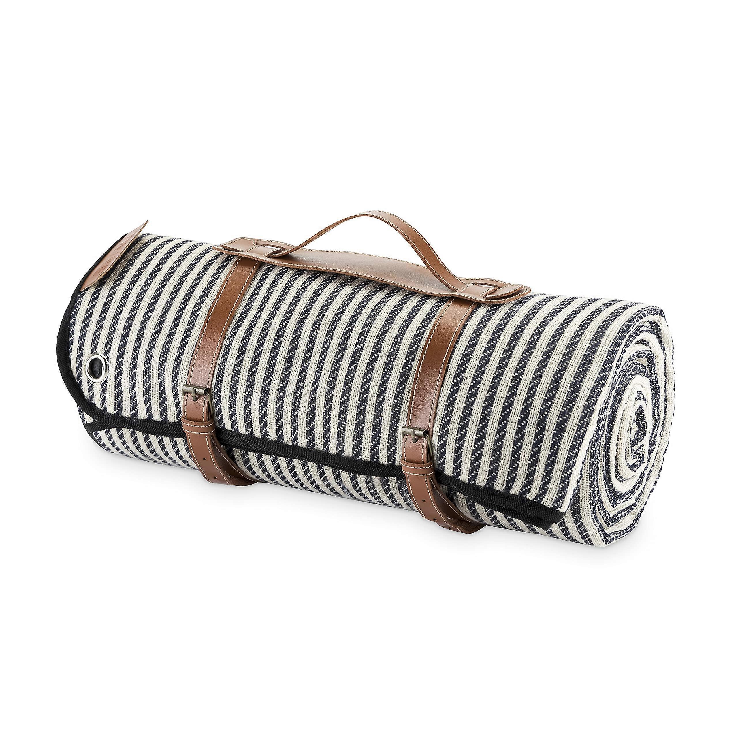 Blanket Picnic Sets Rolled Picnic Mat Thickened Beach Mat Leather with Handle Blue Ref: 4603