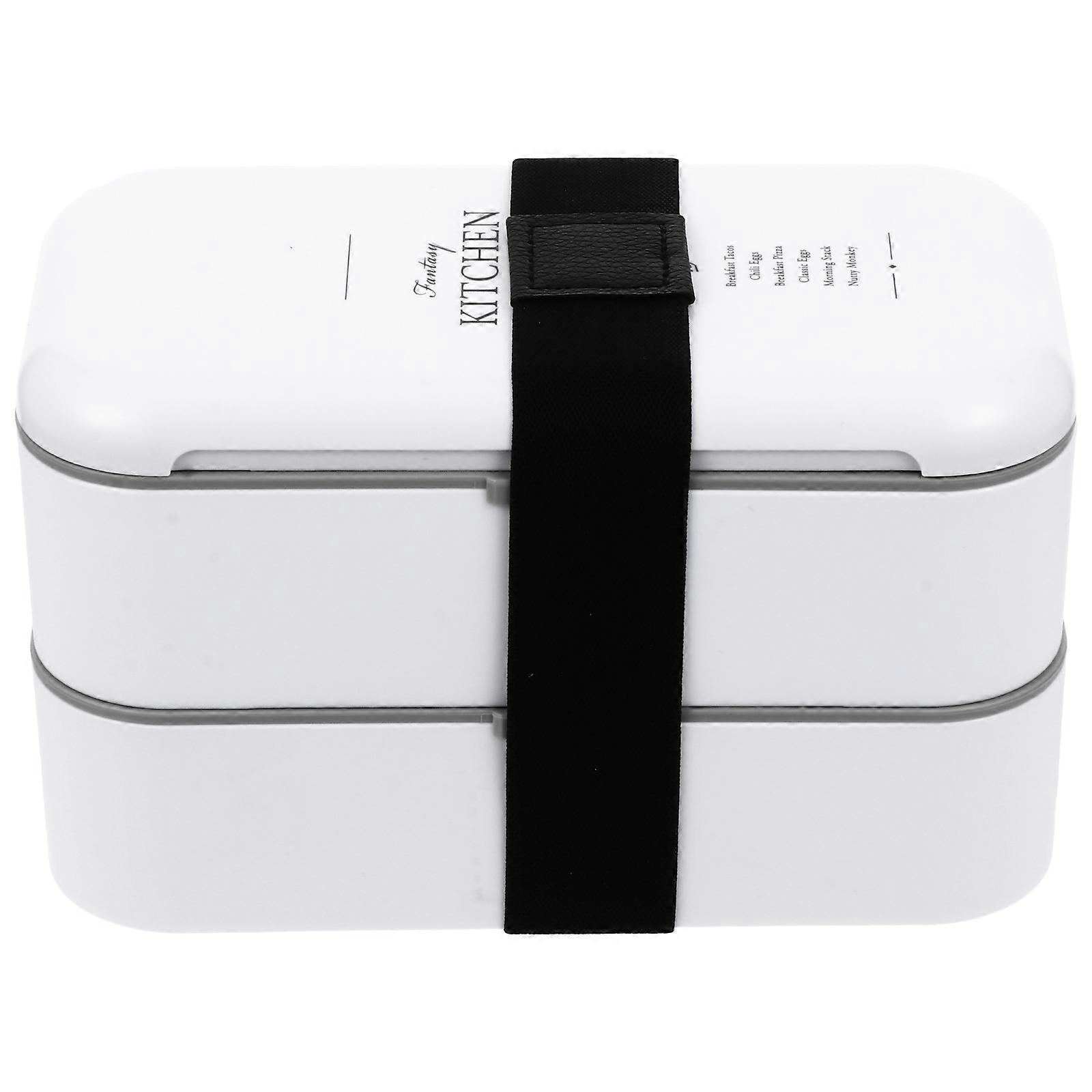 Practical Lunch Box Bento Box Store Chopsticks and Tableware Heat-Resistant 18.5x10x11cm White 1Set
