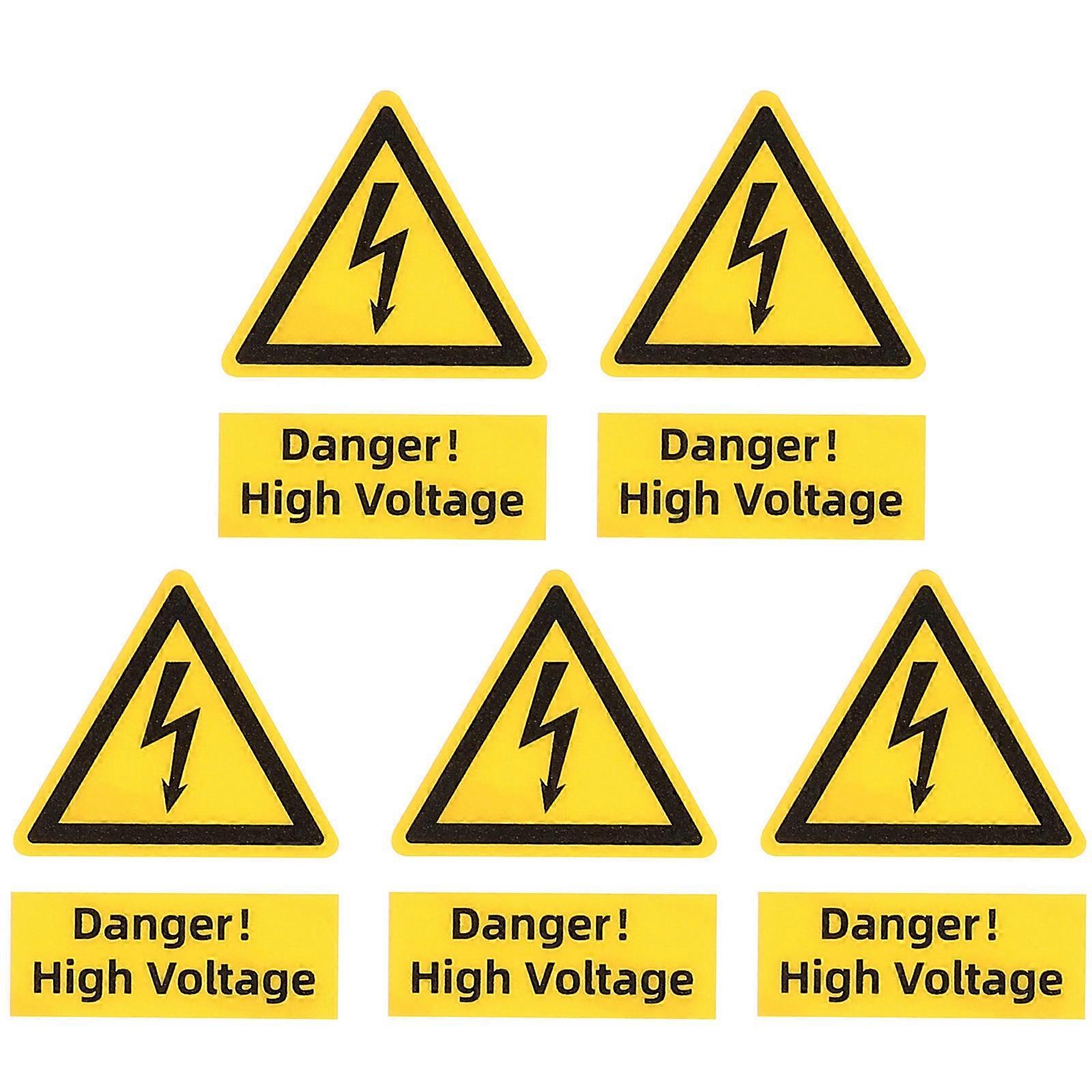 5pcs High Voltage Warning Stickers, Electric Shock Caution Labels for Electrical Panels, Easy to Install, Durable Material for Home, School, Factory,