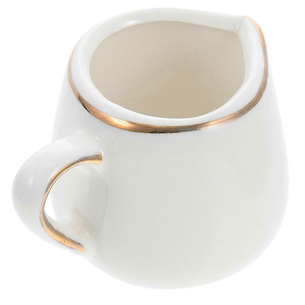 Multi-Function Milk Pitcher Ceramic With Handle For Restaurant Holding Syrup 7.5X6X5.5CM 1Pack
