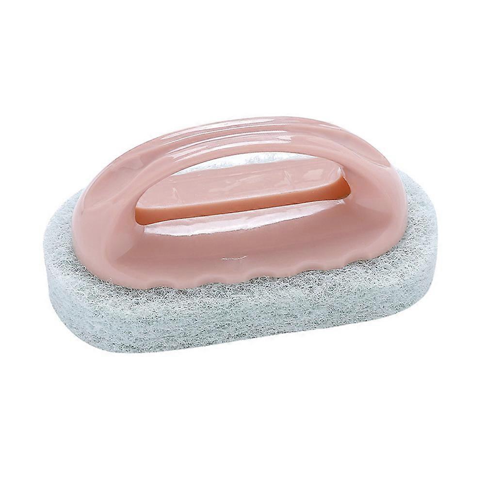 Pink Cleaning Brush with Handle   Multi Purpose Sponge Scrub for Kitchen, Bathtub & Sink   Durable & Scratch Resistant Eraser Tool