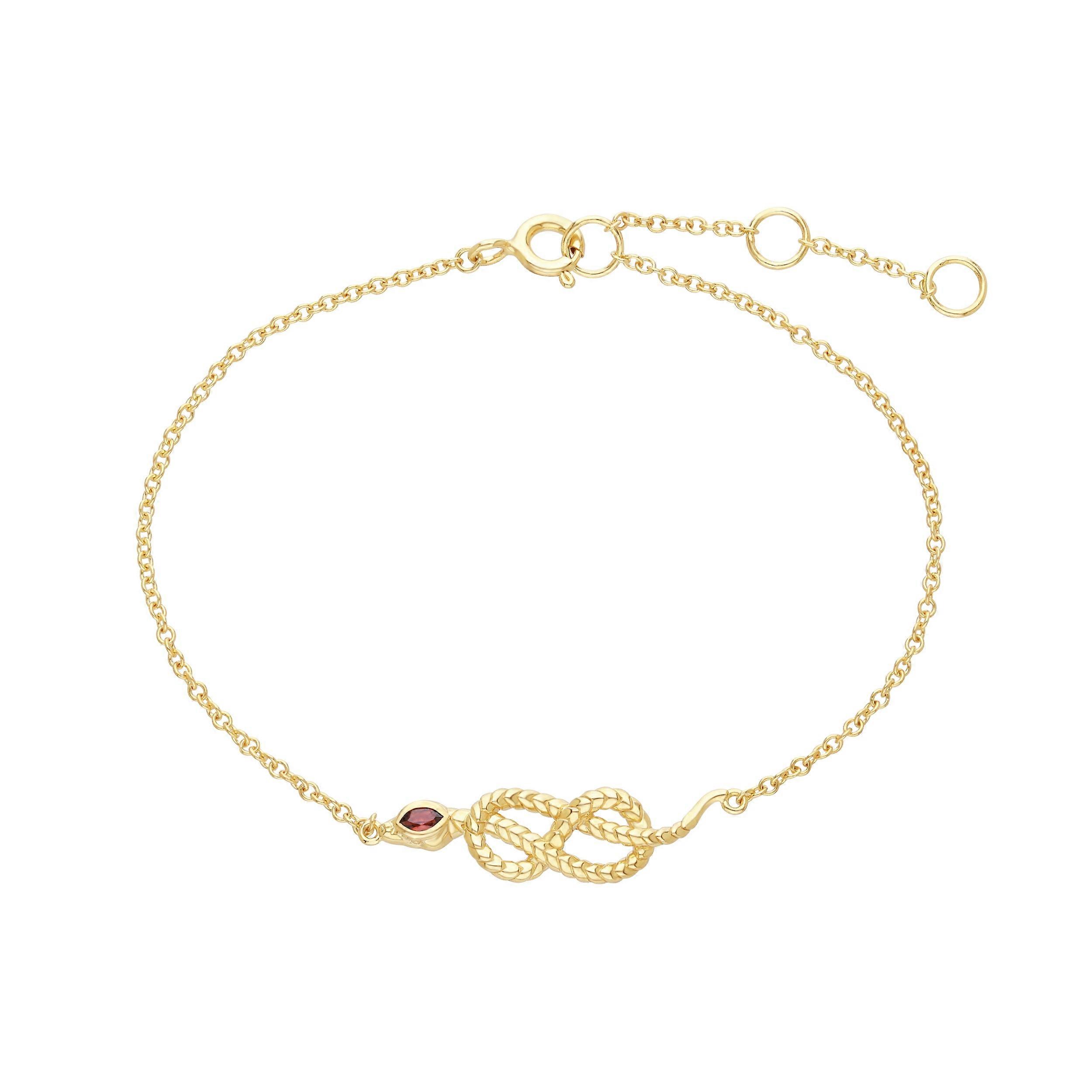 ECFEW™ Garnet Snake Link Bracelet in Gold Plated Sterling Silver