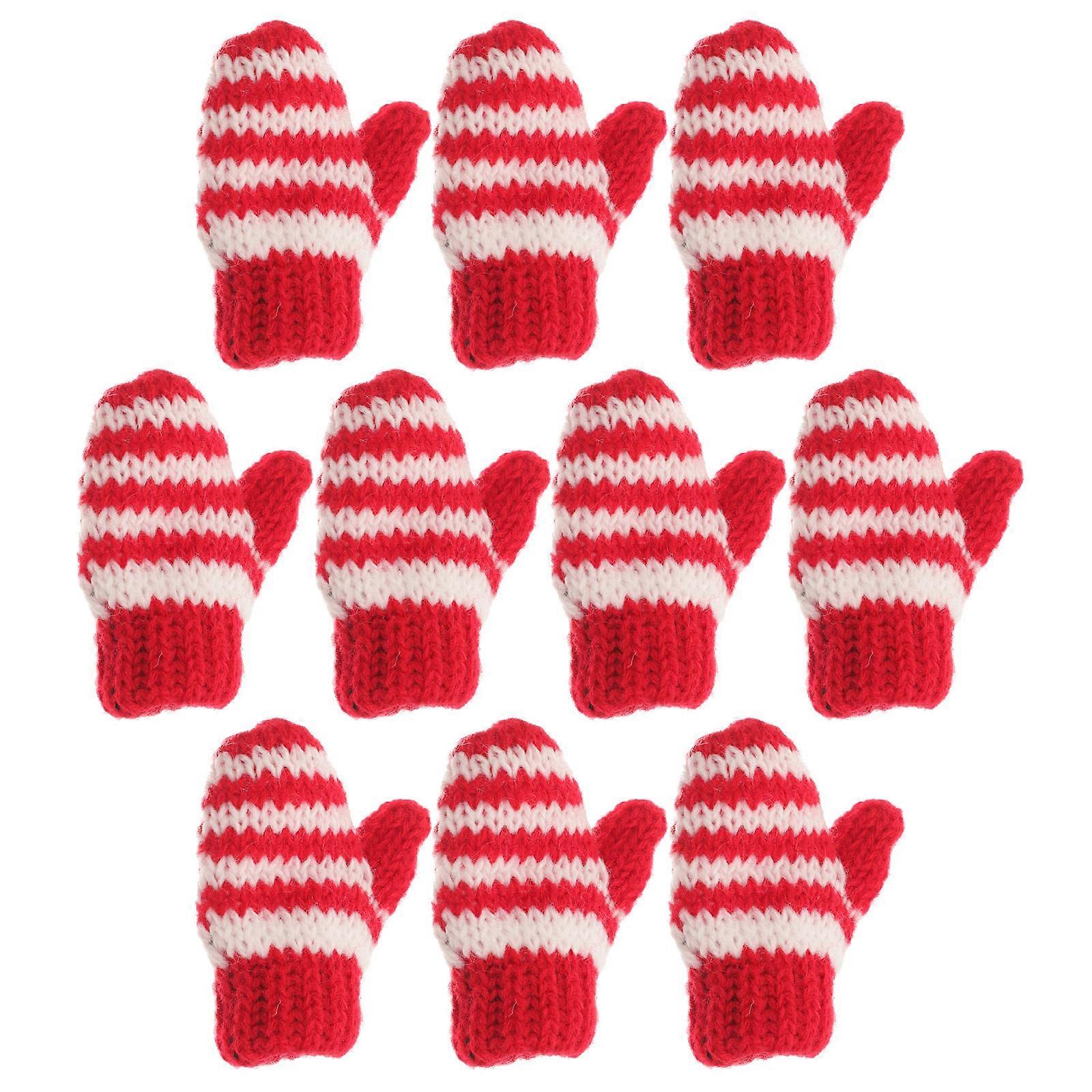 Mini Yarn Gloves Miniature Doll Gloves Christmas Tree 10Pcs
