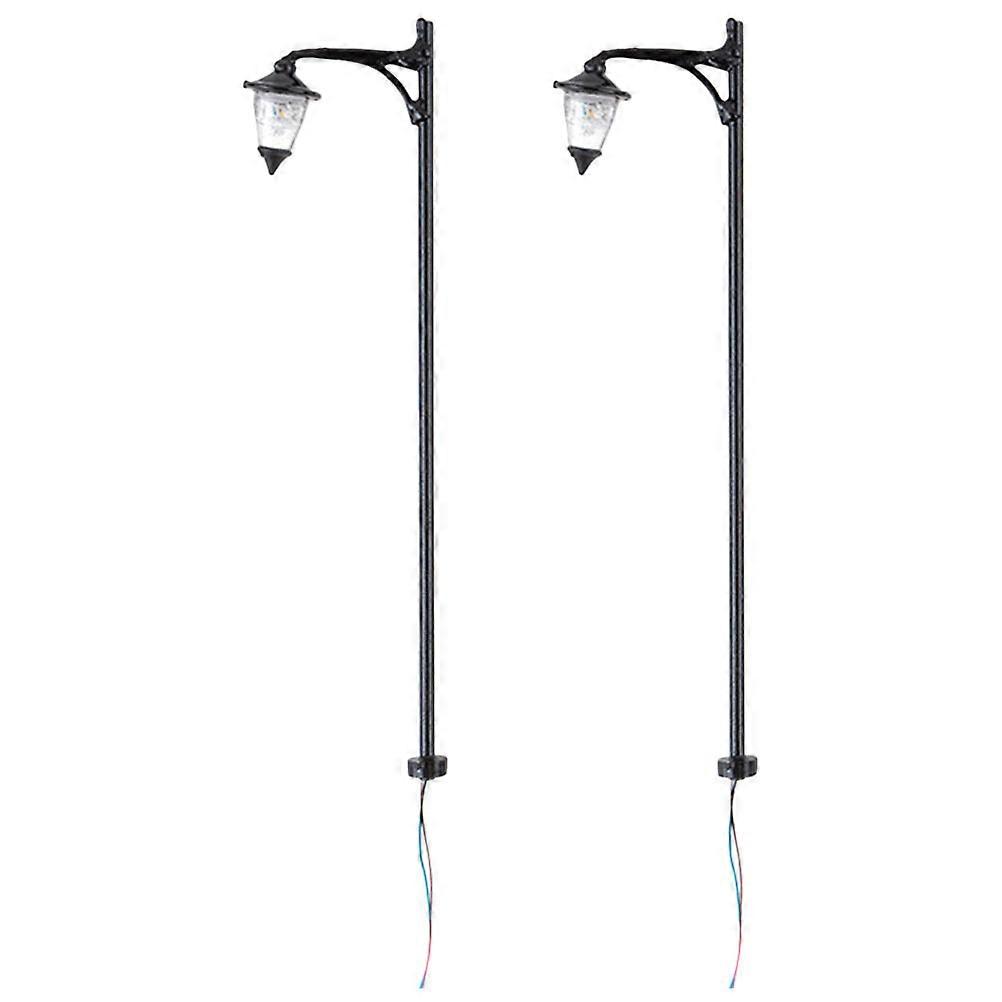 Tiny Lights Street Light Models Miniature House Use Compact Size Flat Bottom Black Decorative 2Pcs