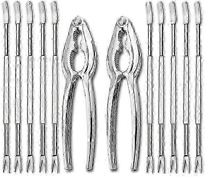 12 stuks Seafood Tools Set inclusief 2 Kreeft Krab Crackers en 10 Vorken