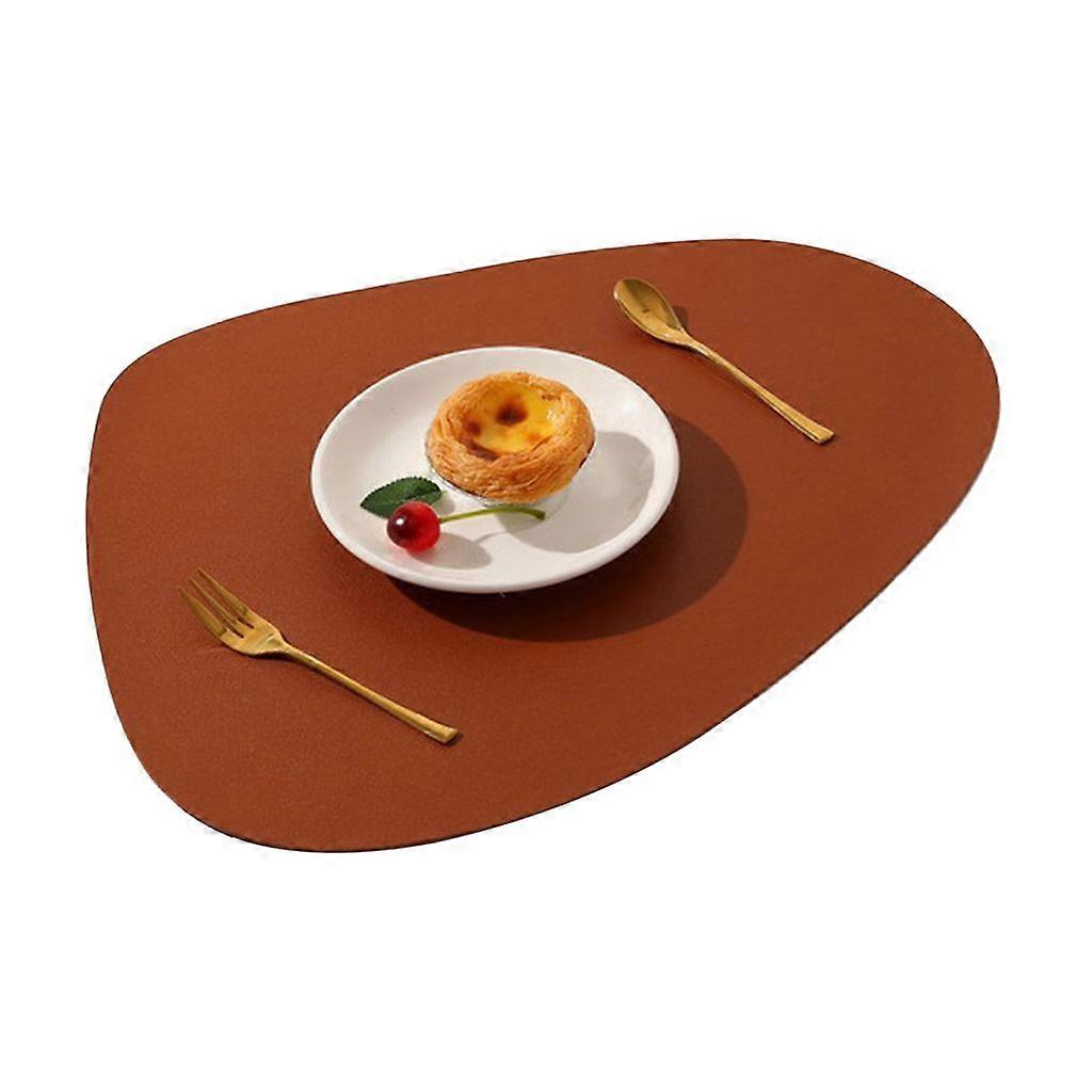 Set de table, Washable Rond Double face Antidérapant Set de table en simili cuir Set de table aspect cuir (marron)