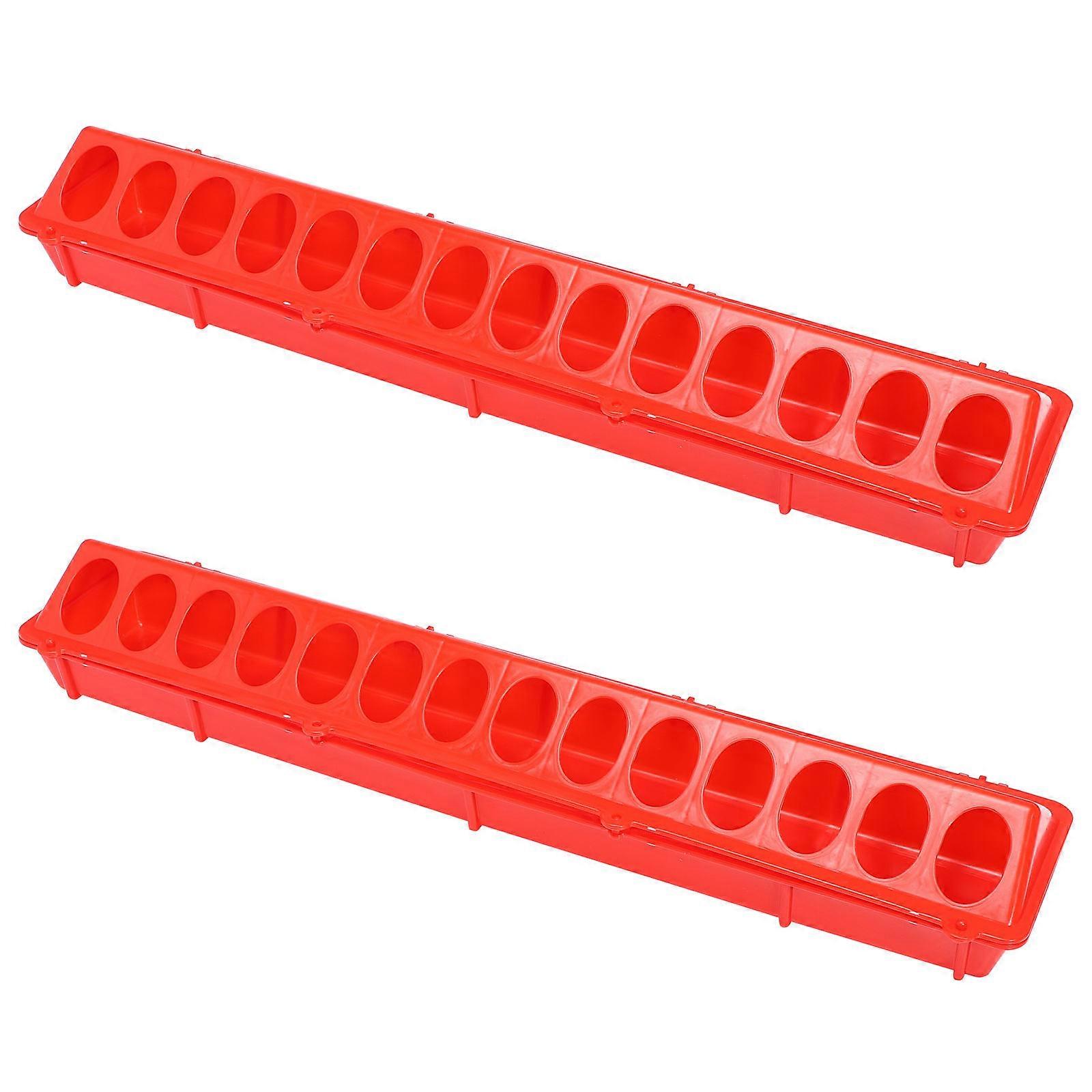 Red Plastic Chicken Feeder with Anti Splash Design for Feeding Use Easy to Clean 2 Pcs