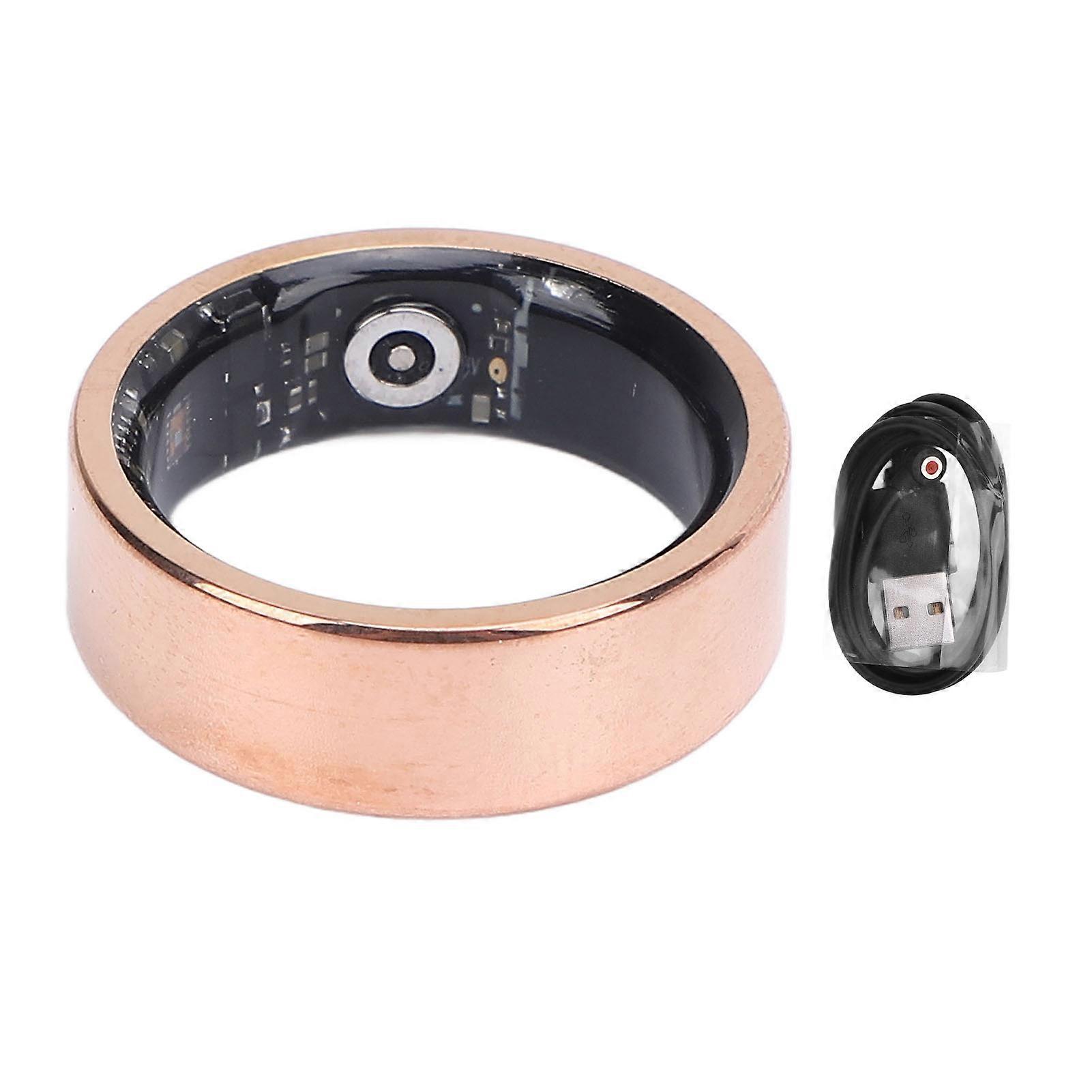 Smart Ring Bluetooth 5.0 IP68 Water Resistant Multi Sports Mode Stainless Steel Fitness Tracker Ring for Daily Use 8 Gold