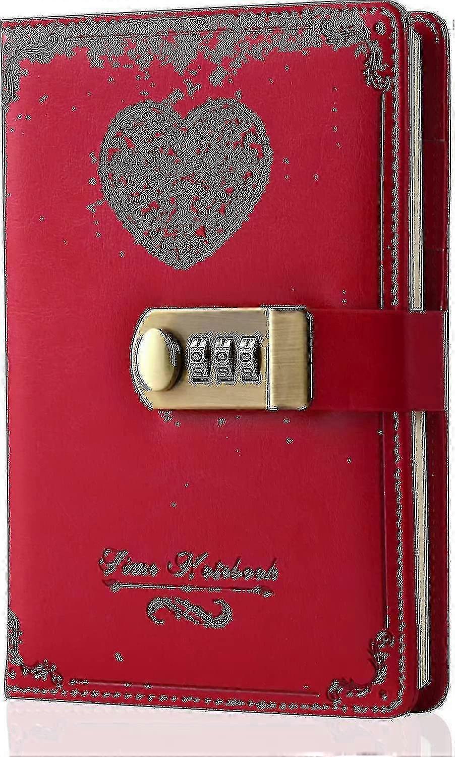 Diary With Lock For Girls - Leather Password Locking Journal Cute Secret Diaries Notebook With Combination Lock For Women Adults