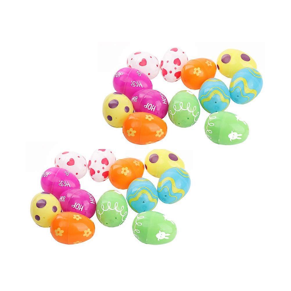 Colorful Hanging Plastic Eggs Kids Toy Fillable Eggs Egg Shape Assorted Color 6X4CM Party Favor 24Pcs