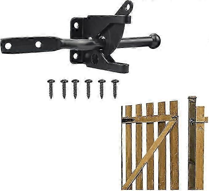 Stainless Steel Gate Latch Automatic Lever Gravity Auto Gate Latch Black with Screws for Wooden Gate and Gate Fence Gate