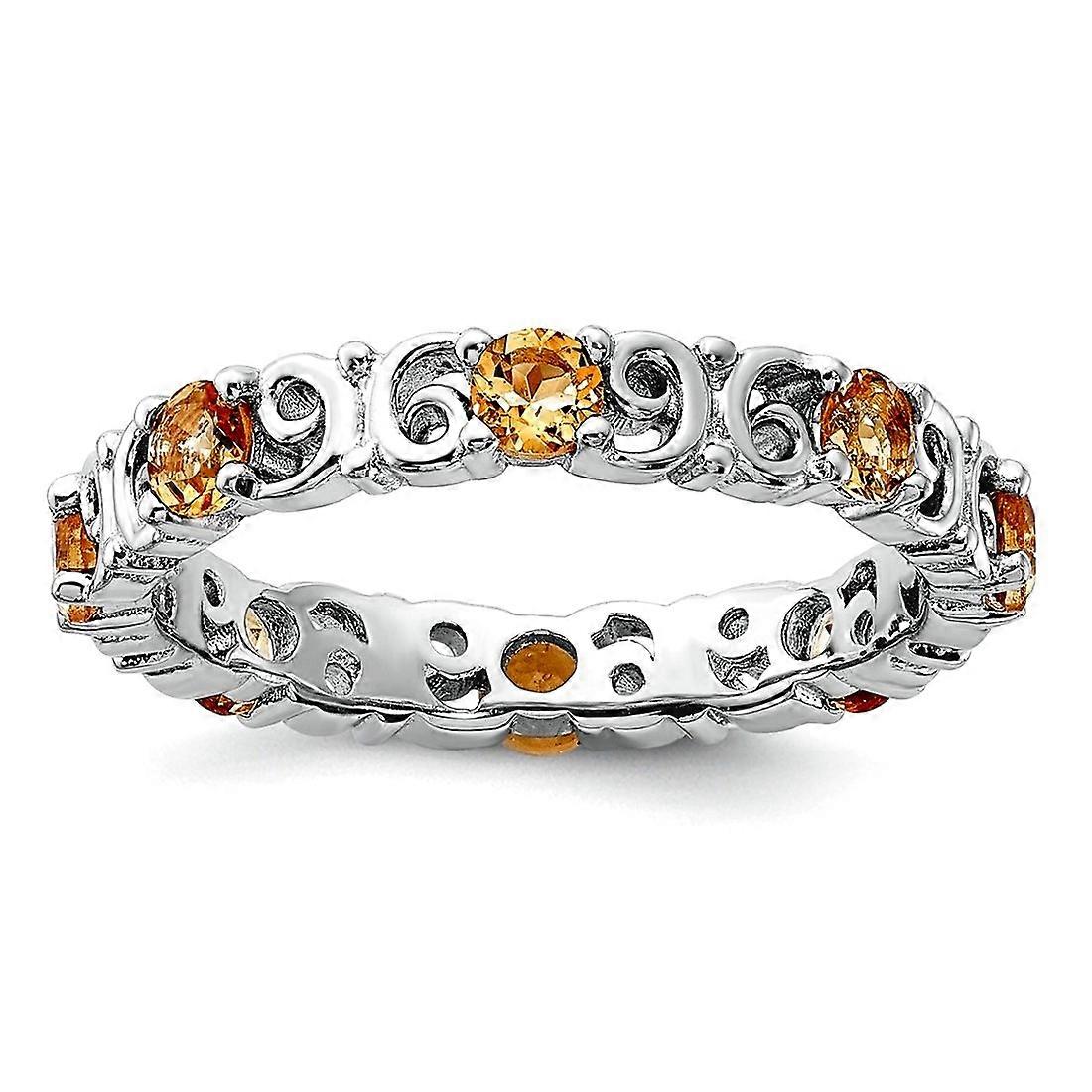 925 Sterling Silver Stackable Citrine Ring-Stackable-Ring for Women - Ring Size: 5 to 10