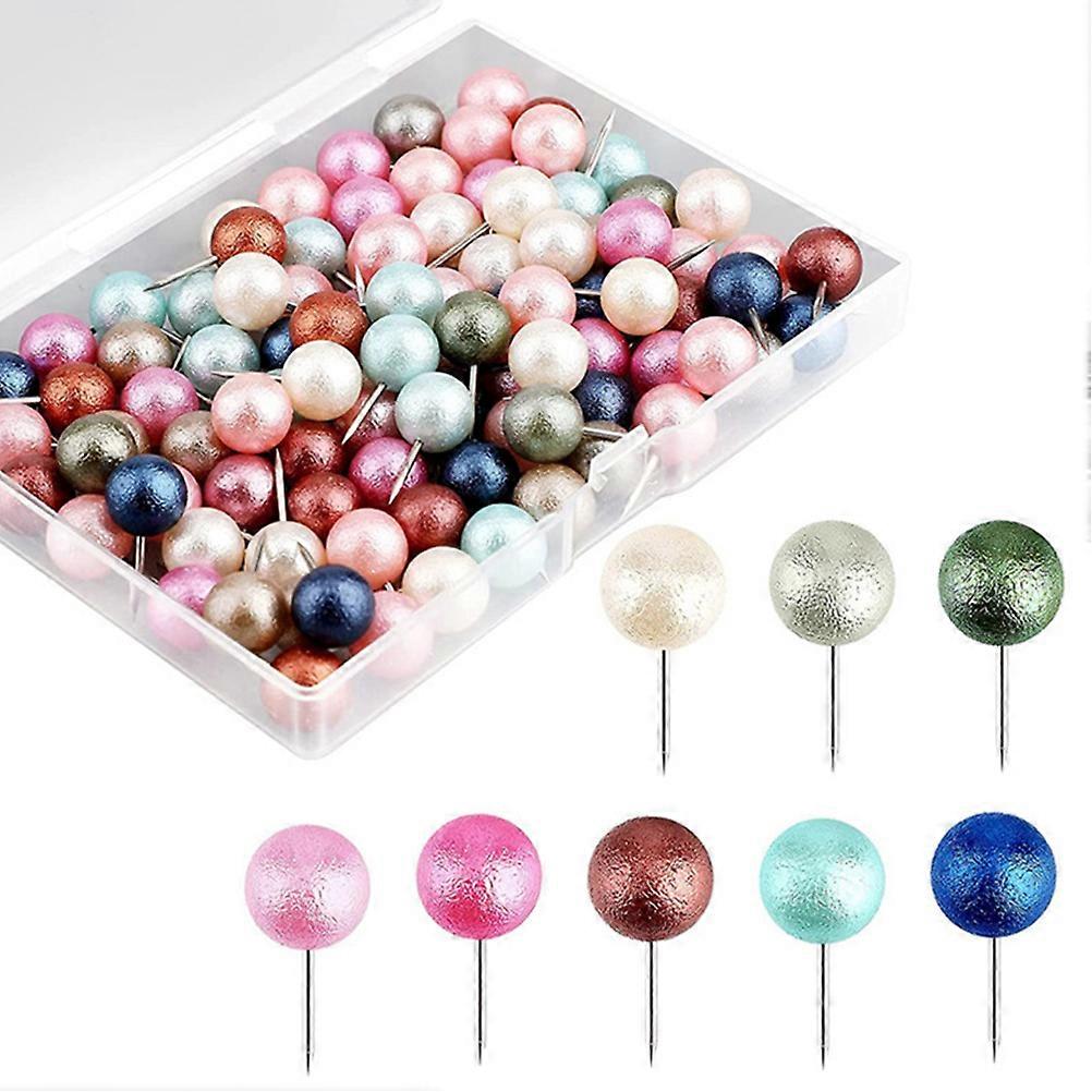 Round Thumbtacks Map Thumbtacks Geography Lessons Assorted Color 2.1x1cm Fixing Accessory 100Pcs