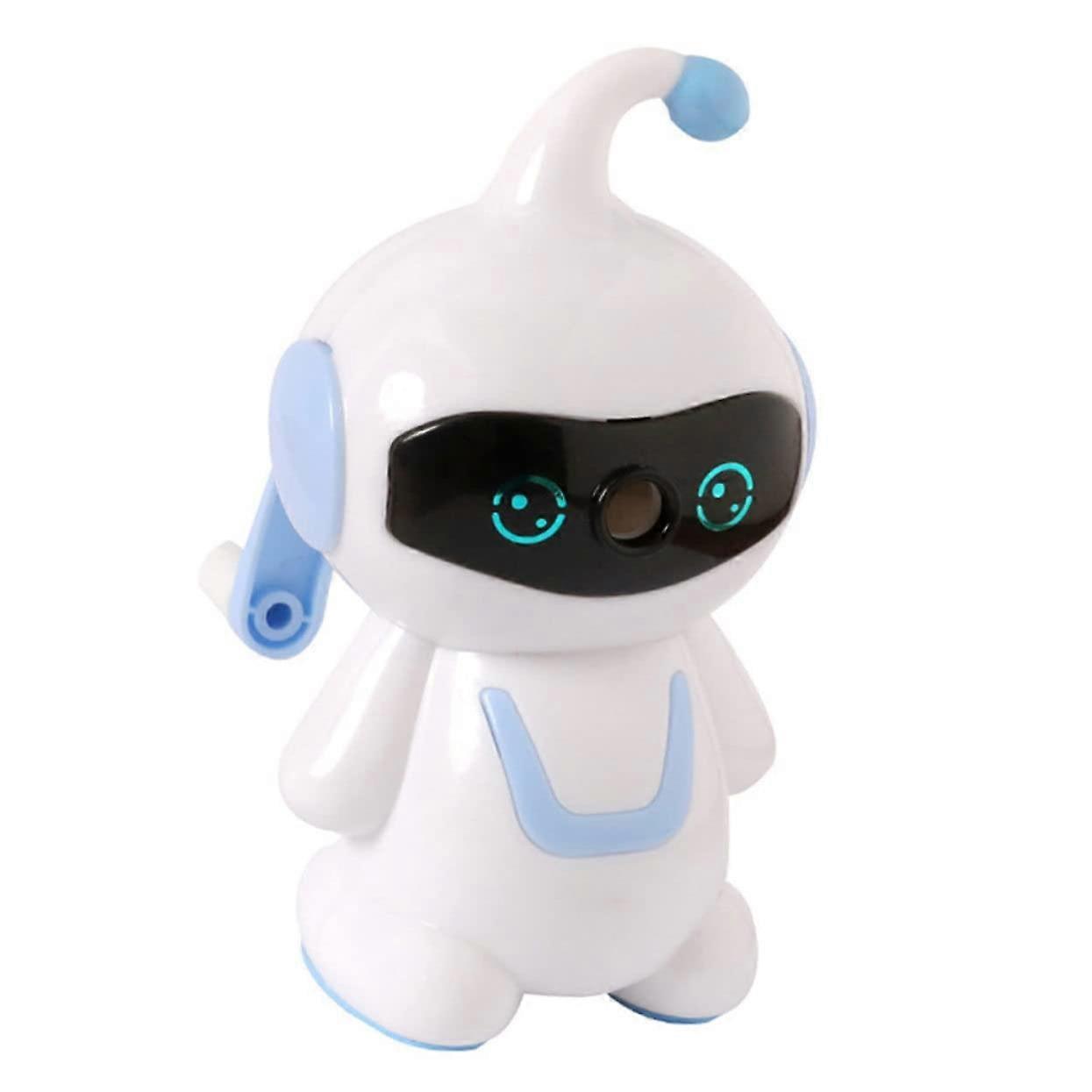 Cartoon Robot Hand Crank Pencil Sharpener for Kids, Friendly for School Supplies and Creative Activities, Blue