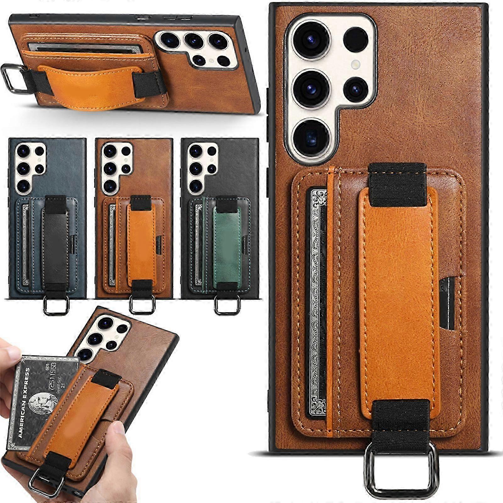 Case for Samsung Galaxy S24, Wallet Case with Card Slots, Wristlet And Kickstand Shockproof Protective Case