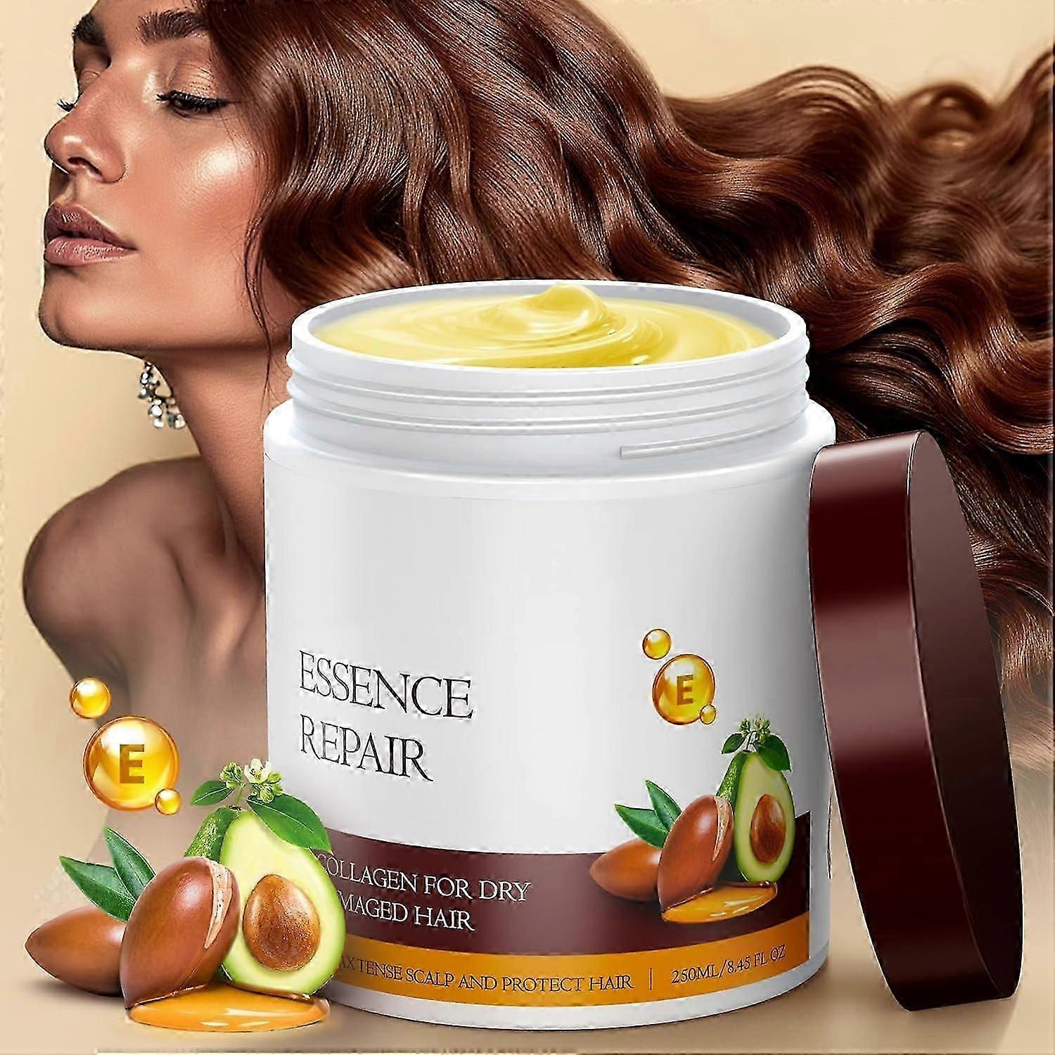 قناع الكولاجين للشعر ، ترطيب عميق بزيت الأرغان للشعر الجاف التالف ، قناع مرطب ومغذي للشعر الناعم لجميع أنواع الشعر