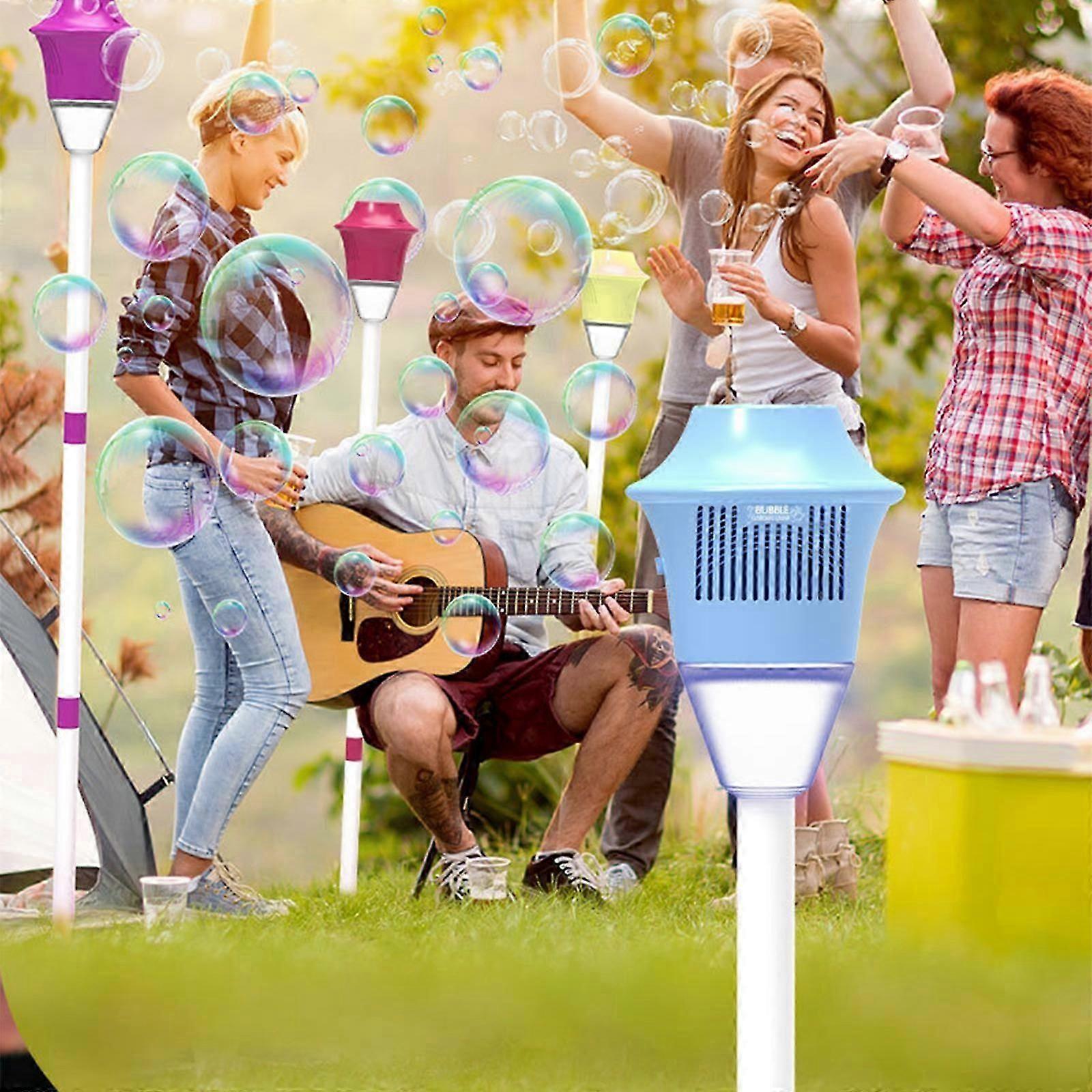 Bubble Machine with Lights for Outdoor, Balloon Column Stand Kit for Floor with Bubble Maker for Patio, Garden, Playground