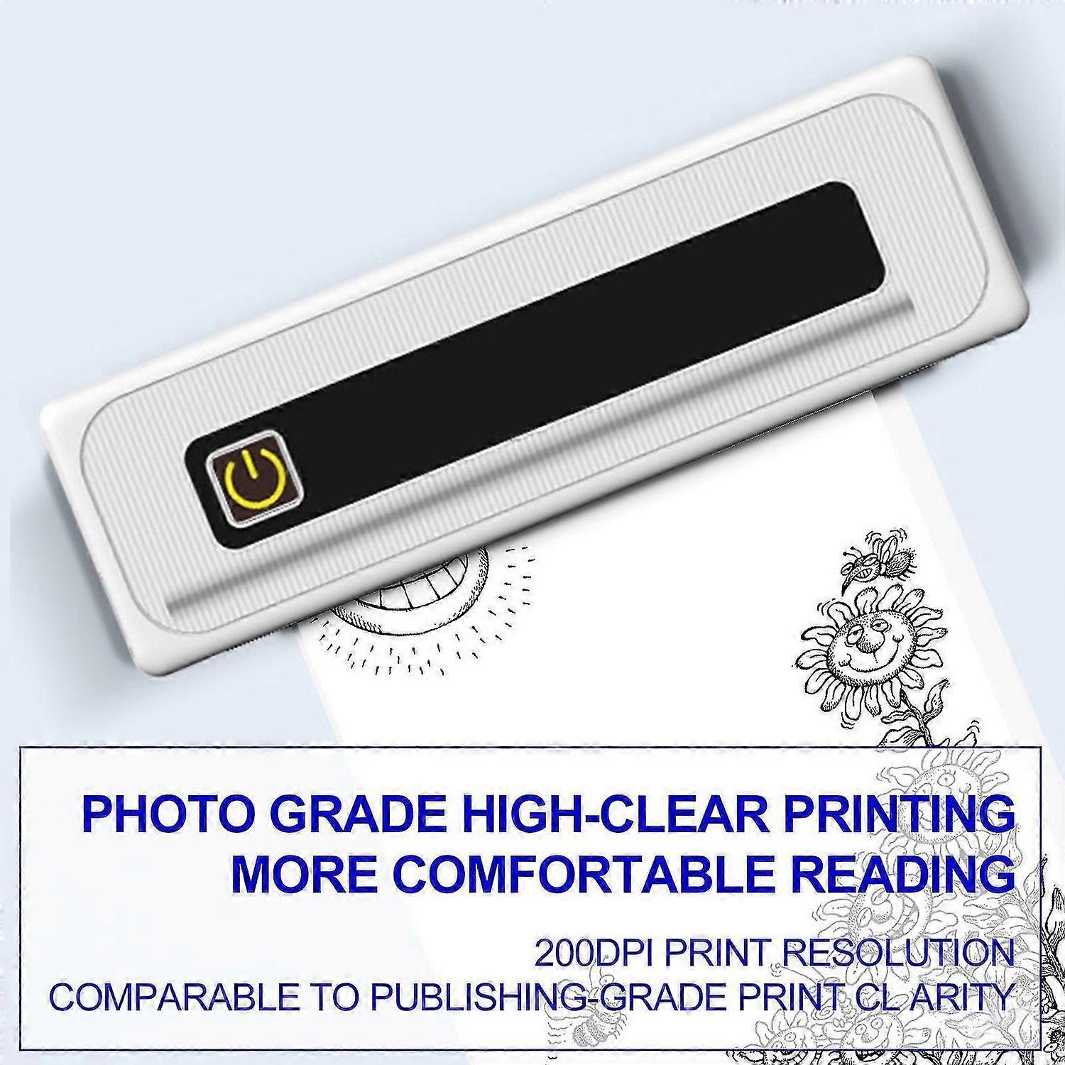 Portable Printer Wireless Inkless Printer Supports 8.26"x11.69" Thermal Paper Printer BT5.1 Connection Printer A4 Thermal Paper Compatible with iOS, A