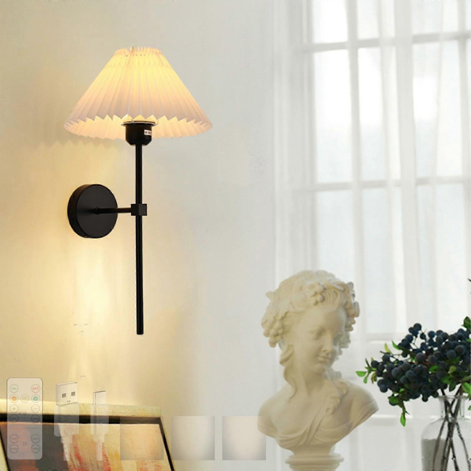 Schwarz Interior Wall Light USB Rechargeable with Remote 3 Colors Dimmable (Black)