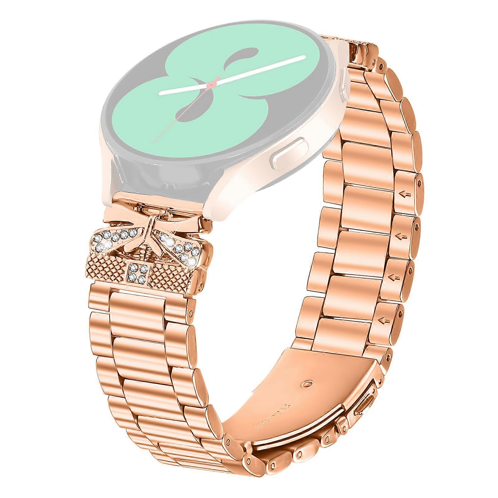 רצועה חלופית לסמסונג גלקסי Watch3 41 מ"מ פרפר אבני חן תפאורה שעון להקת זהב ורוד