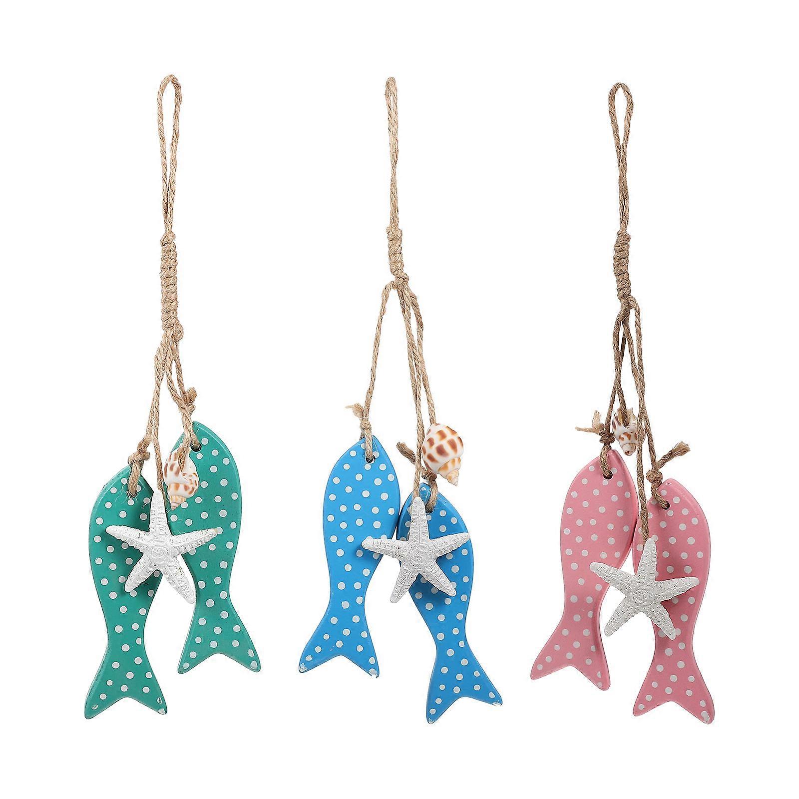 Fish Shape Ornaments Bohemian Style Sea Themed Decors Green 3Pcs