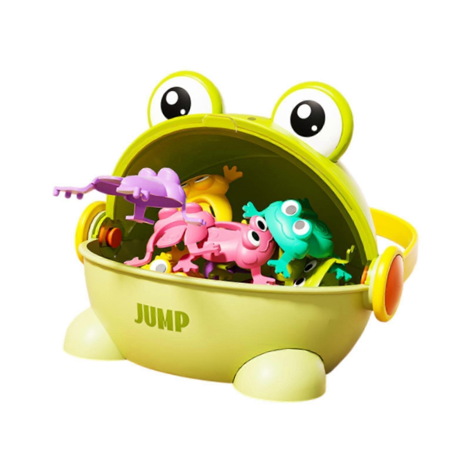 Cool jumping frogs, fun hopping frog toys with a bucket, jumping frogs as party favors, bag fillers, green