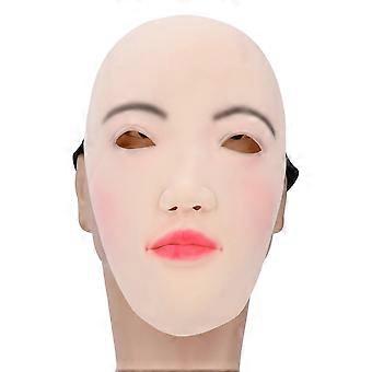 Half Face Latex Women Face Realistic Soft Stretchy Eye Holes Latex Human Female Face for Cosplay Party Crossdressing