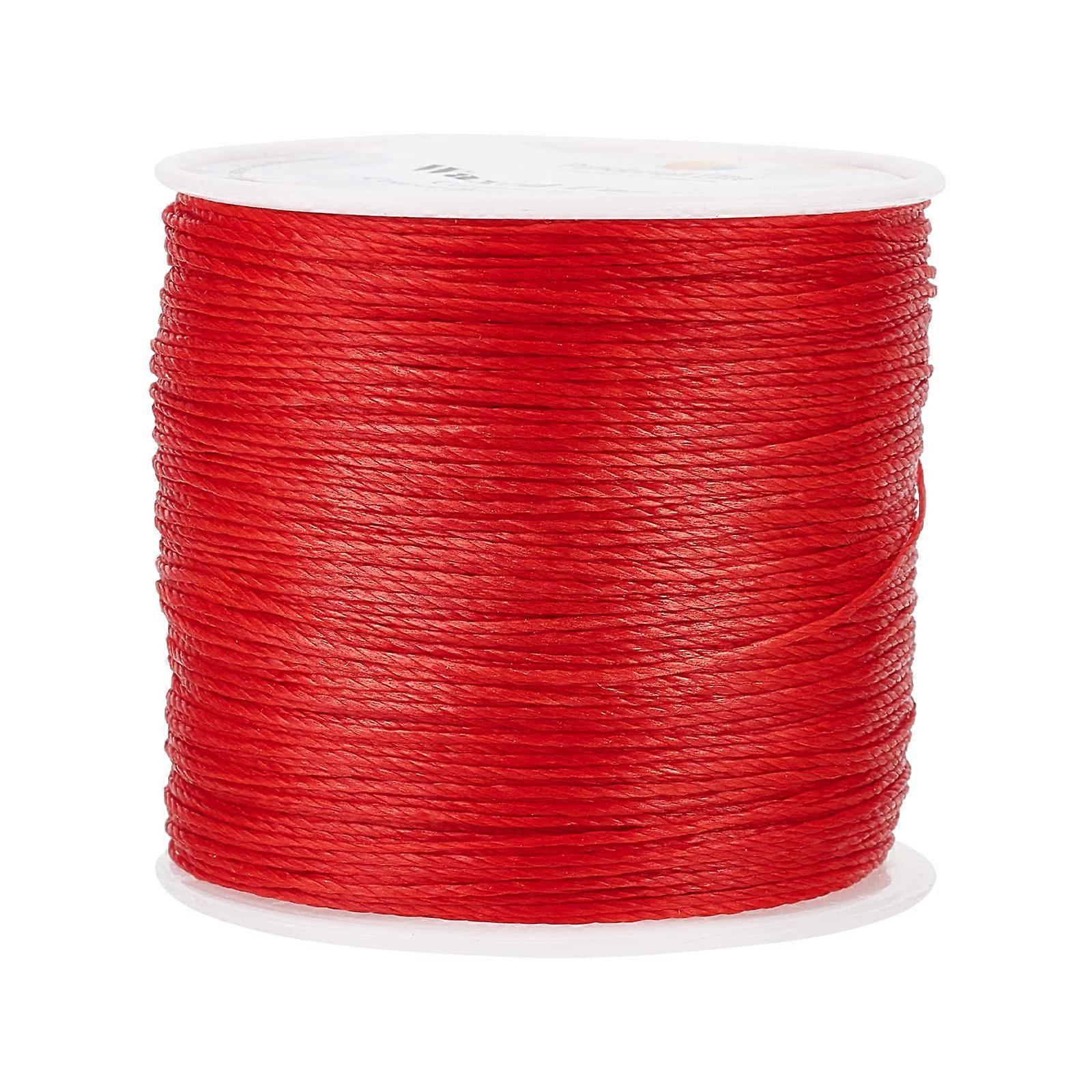 PandaHall Elite Red 106m Roll 0.5mm Round Waxed Cotton Cord Thread for Jewellery Making and Macrame Projects