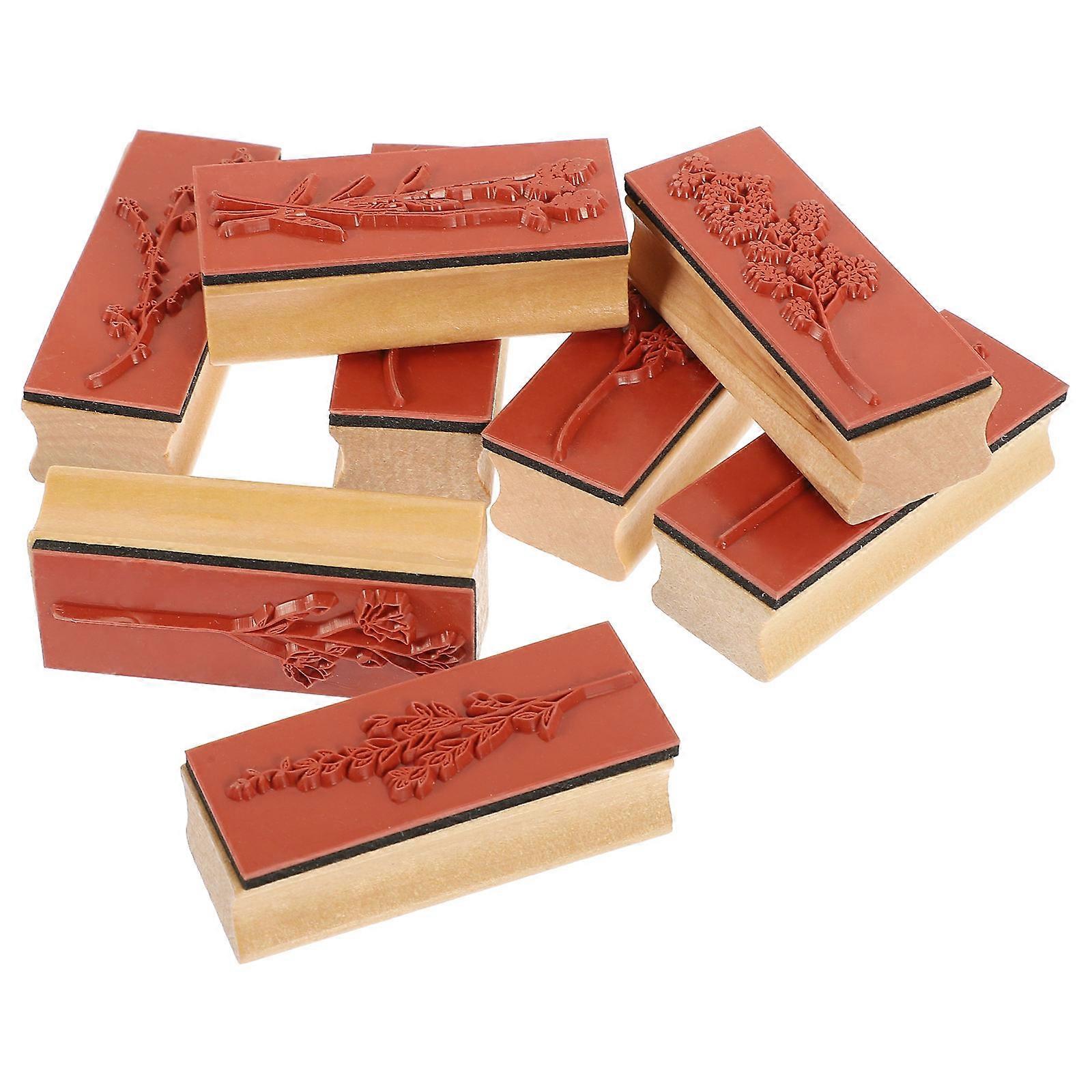 8pcs Retro Stamps for DIY Journals – Floral & Plant Patterns for Scrapbooking, Crafting & Card Making – Compact & Easy to Use