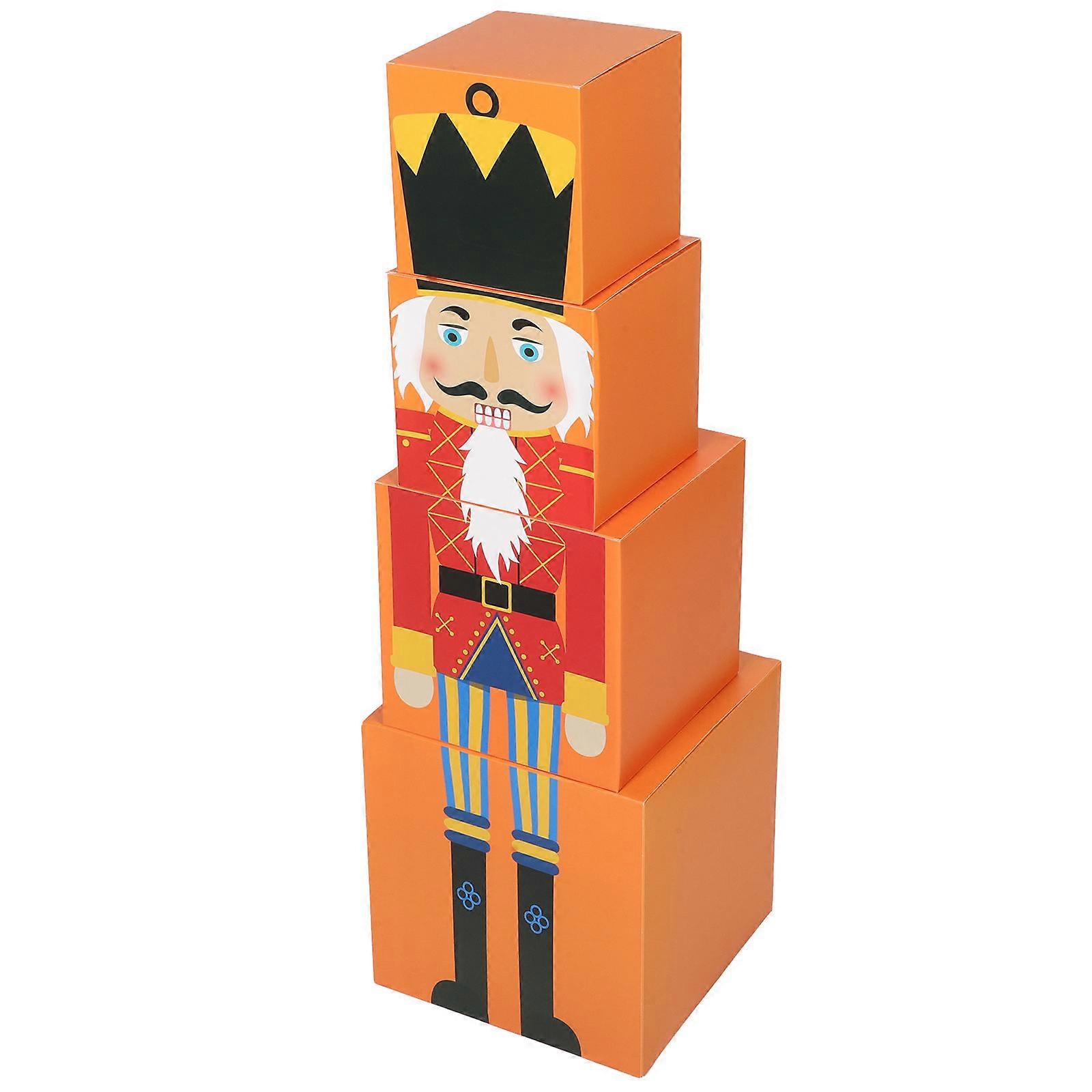 Christmas Stacking present Boxes Nutcracker Stackable Holiday Case for Present Wrapping 1Set