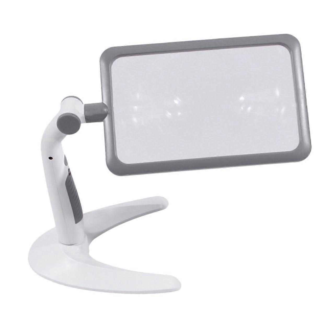 LED Magnifying Lamp with Light, Portable Desk Magnifier for Seniors, Adjustable Light Grey ABS, Ideal for Reading and Detail Work