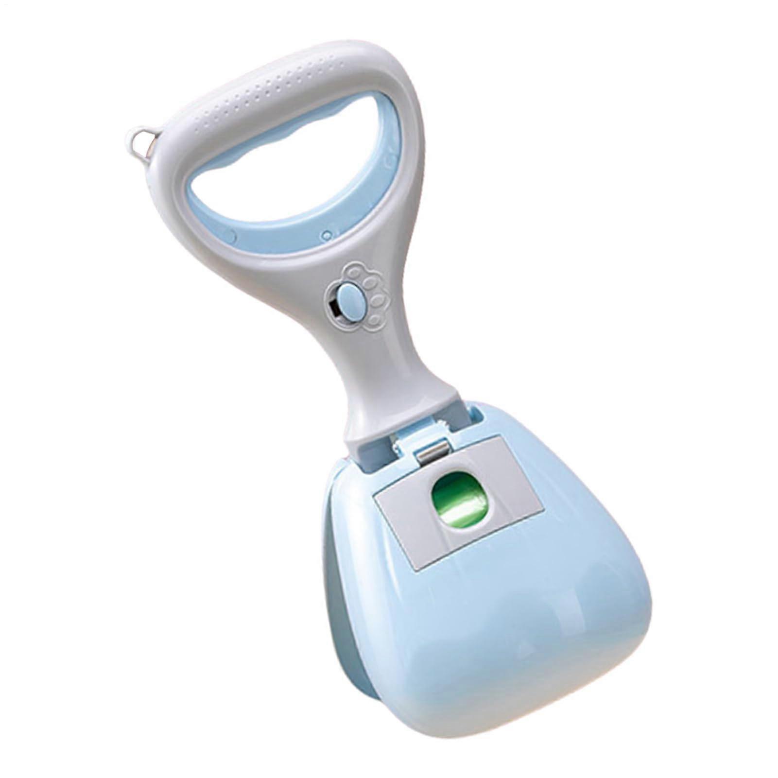 Dog Pooper Scooper  Portable Poop Grabber with Builtin Storage Bag  Ergonomic Handle in Blue
