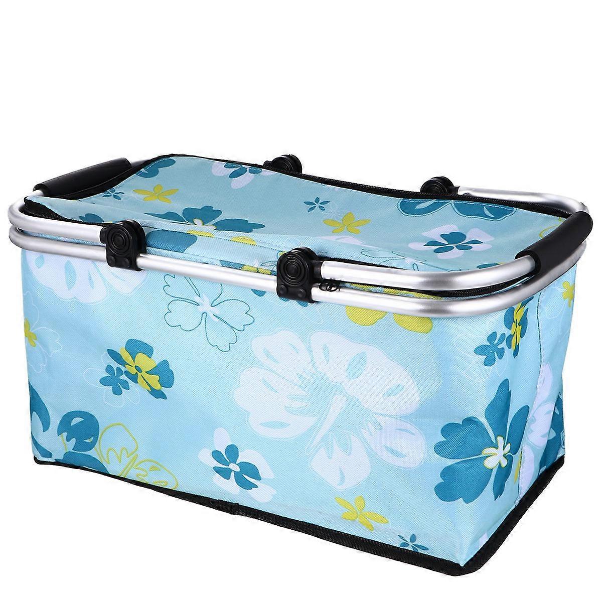 Insulated Picnic Basket Storage Container Green 41X27X23CM Cold Resistance Portable For Camping And Travel 1Set