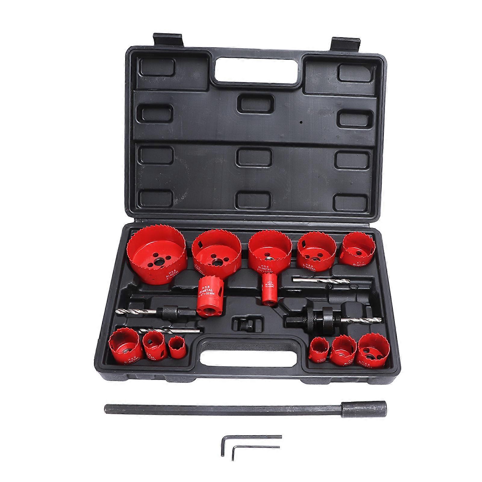 21 Pcs Hole Saw Kit HSS Fast Cutting Speed Hole Cutter with Drill Bit Extension Rod Thread Converter Hex Wrench