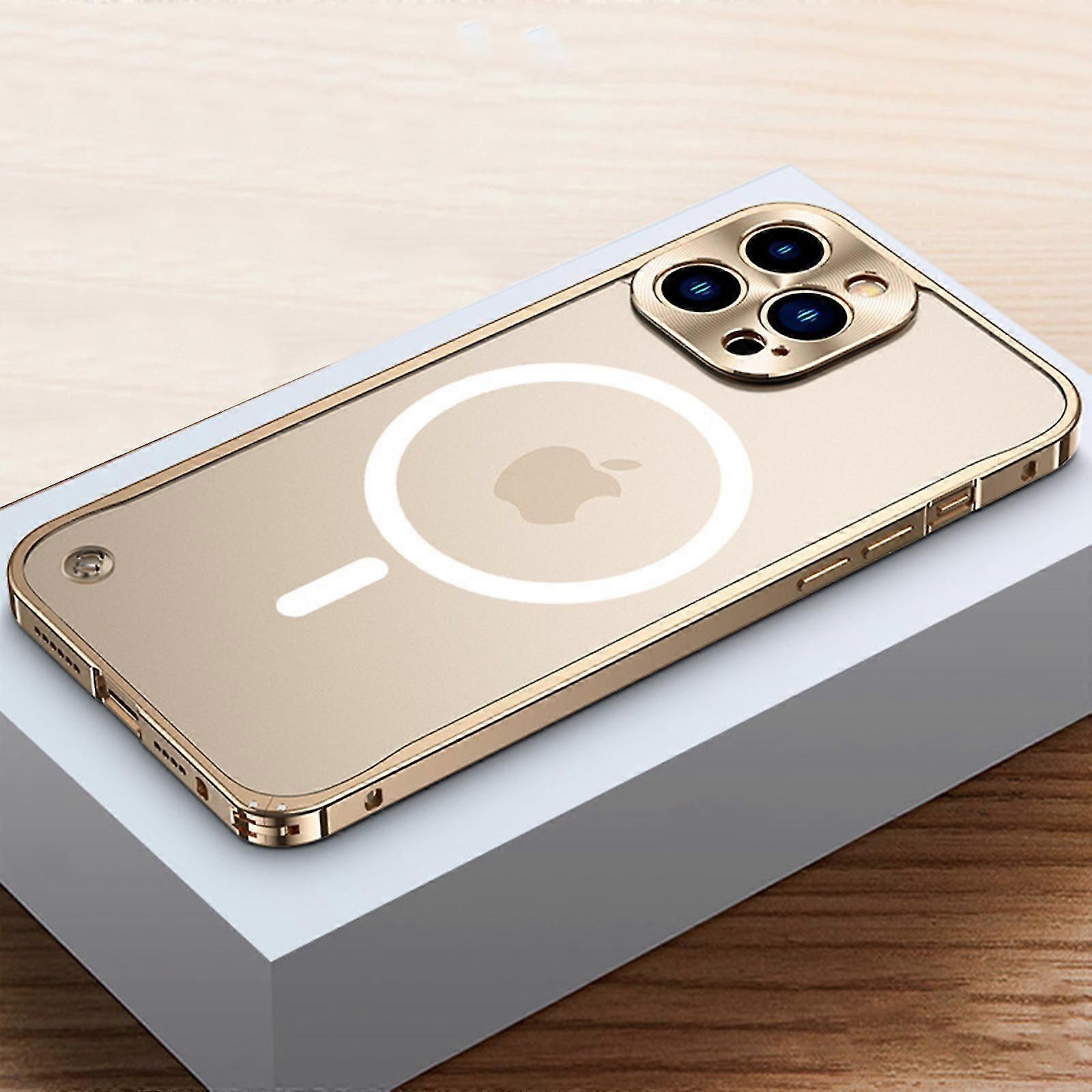 Magnetic Case for iPhone 15 Pro Max/15 Ultra Case Compatible with MagSafe, Metal Aluminum Alloy Bumper Case with Camera Lens Protector&Safety Lock