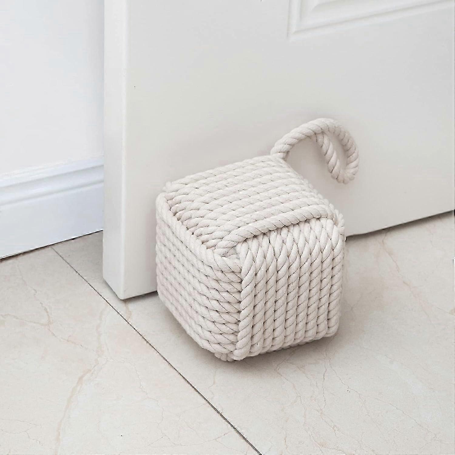 Butée de porte noeud en corde de jute faite à la main avec poignée - Butée de porte décorative