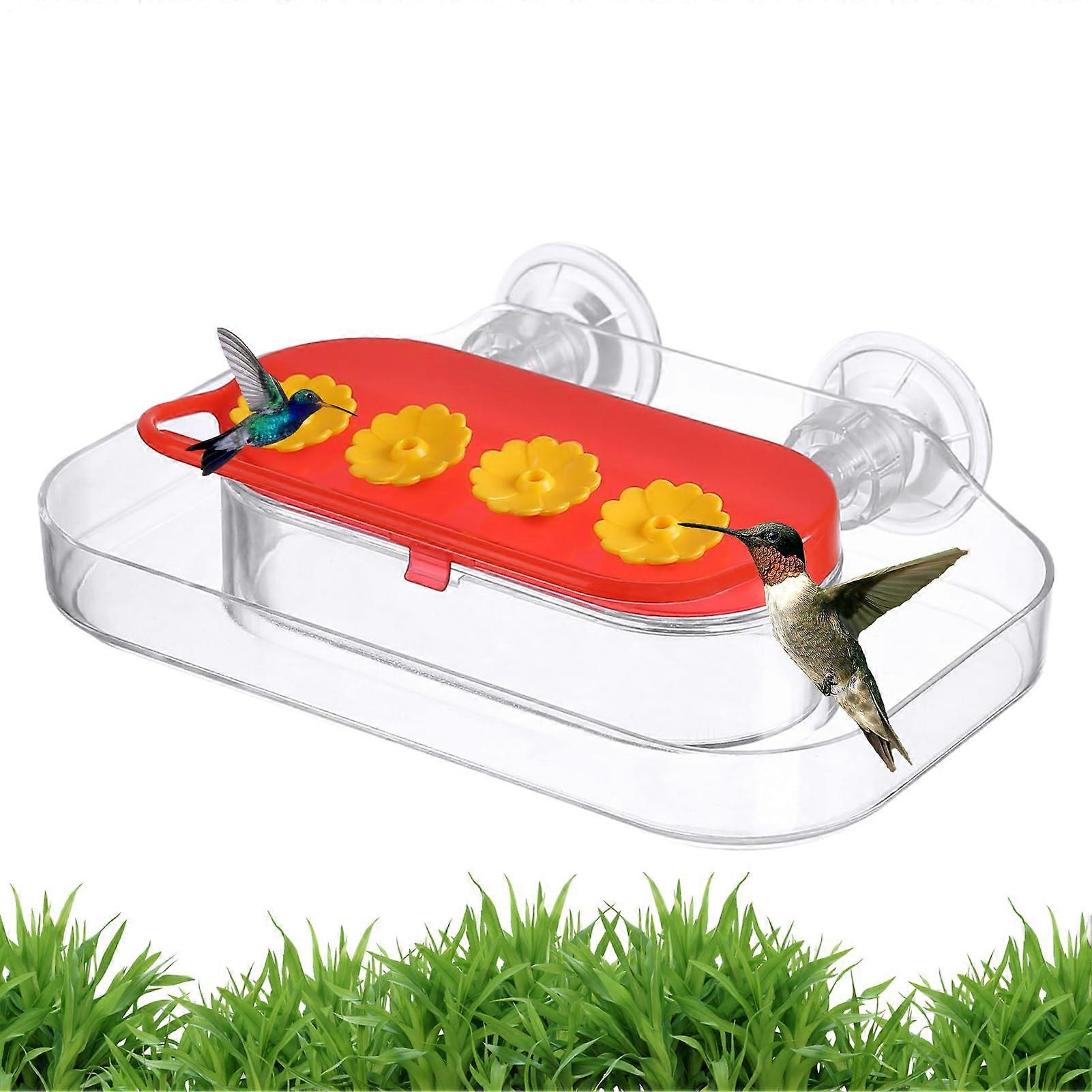 KolibriFutterautomat  With Suction Cup Mounting, Assembled Bird Feeder With 4 Portion Hangers For Garden Terrace Balcony Bird Watching