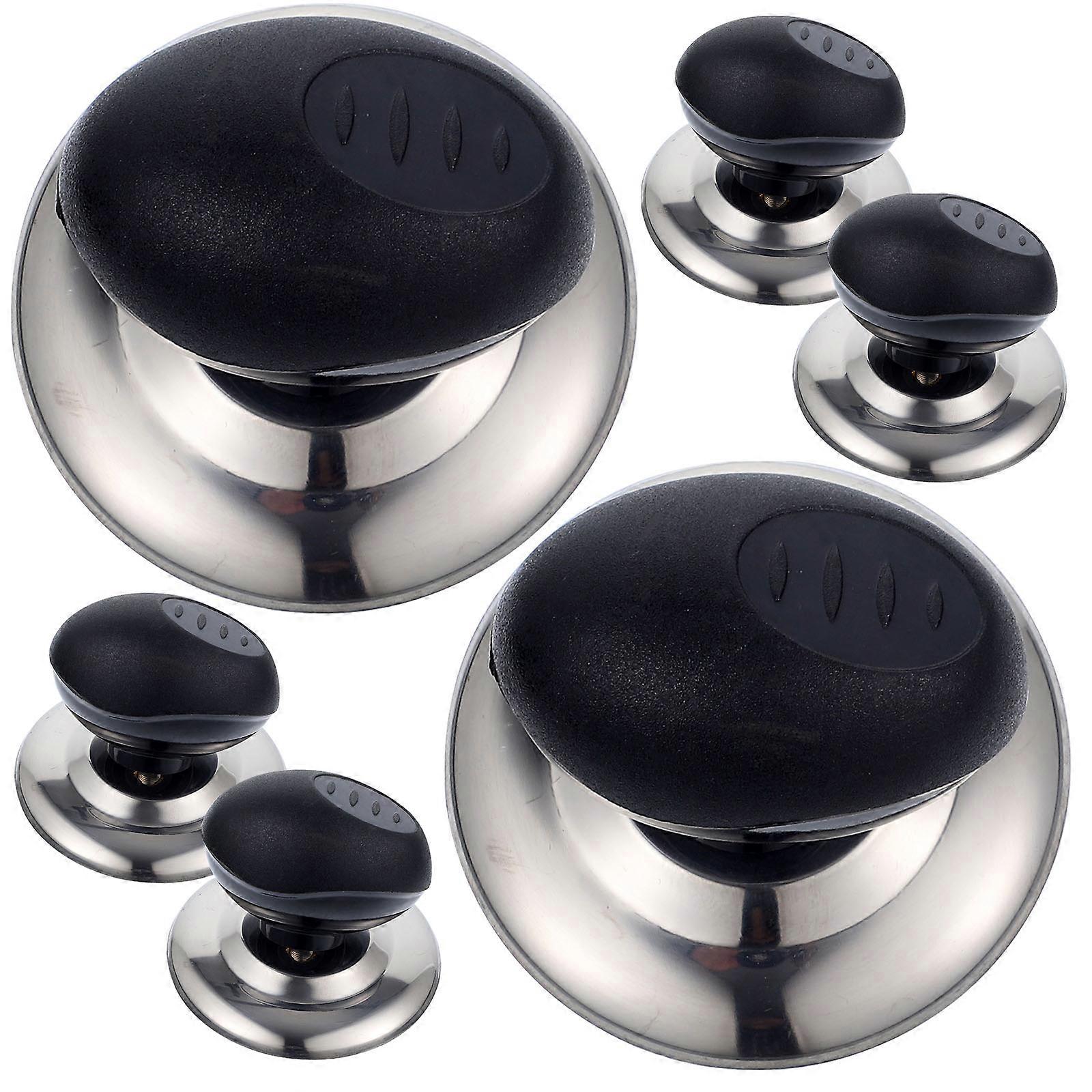 Stainless Steel Pot Lid Knobs for Home Use Black Universal Cookware Covers Replacement Handles 6