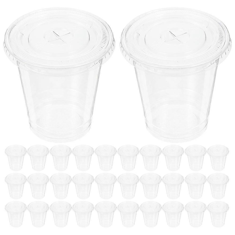 Transparent PET Cups with Lids for Fish Tank Use 100Pcs Beverage Containers
