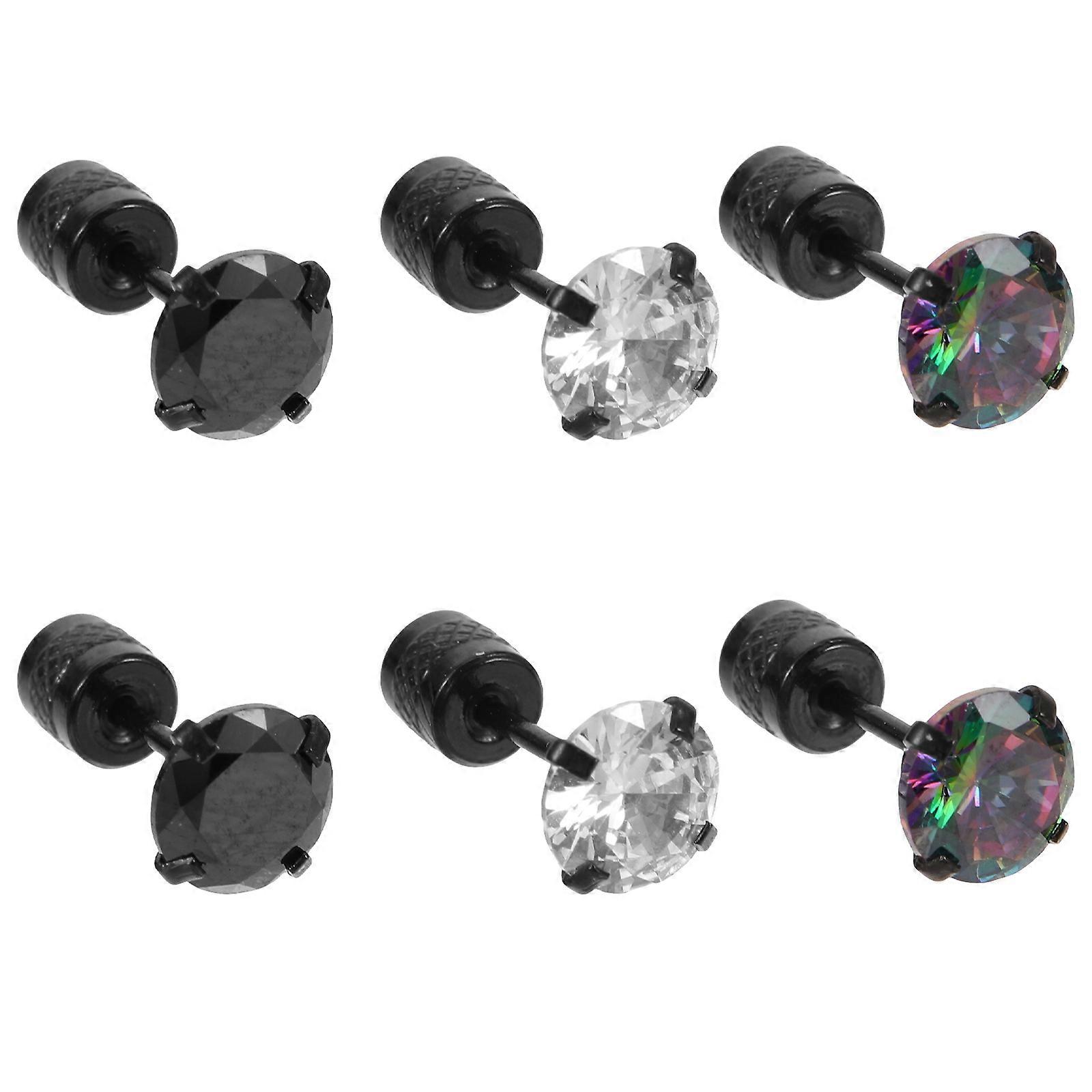 3 Pairs Cubic Zirconia Titanium Steel Ear Bone Earrings – Unisex Minimalist Versatile Accessories for Any Occasion