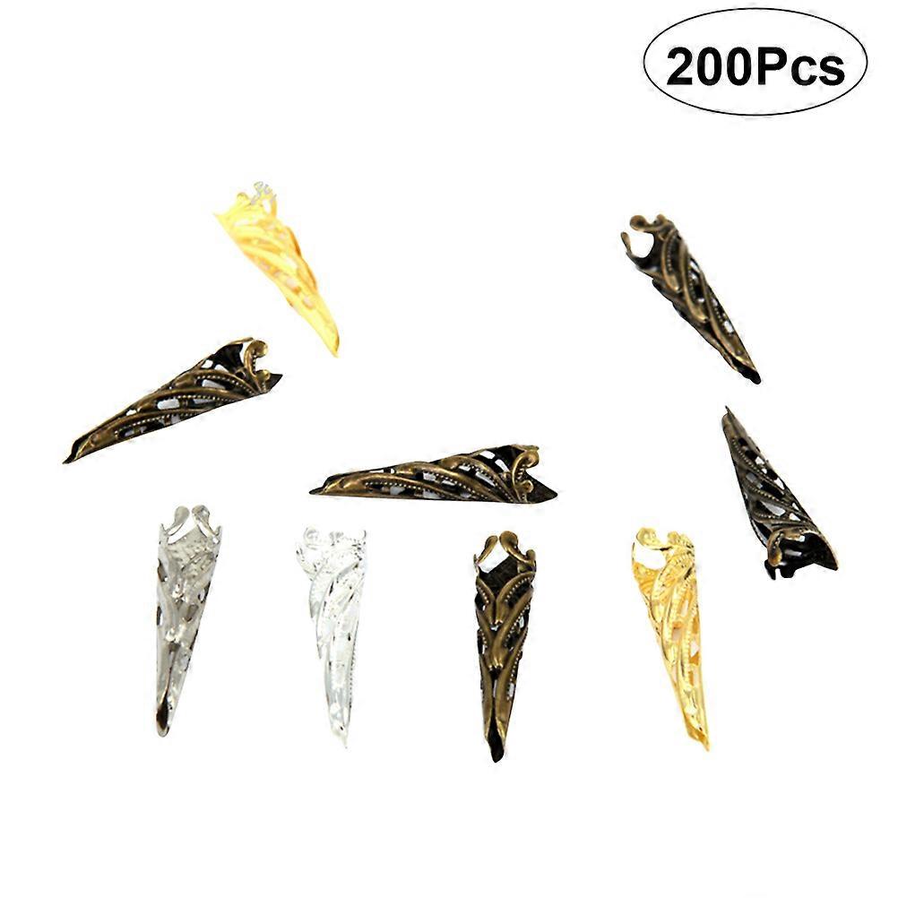 Bead Caps Charm with Hollowout Pendants for DIY Use Assorted Color Metal Jewelry Accessories 200pcs