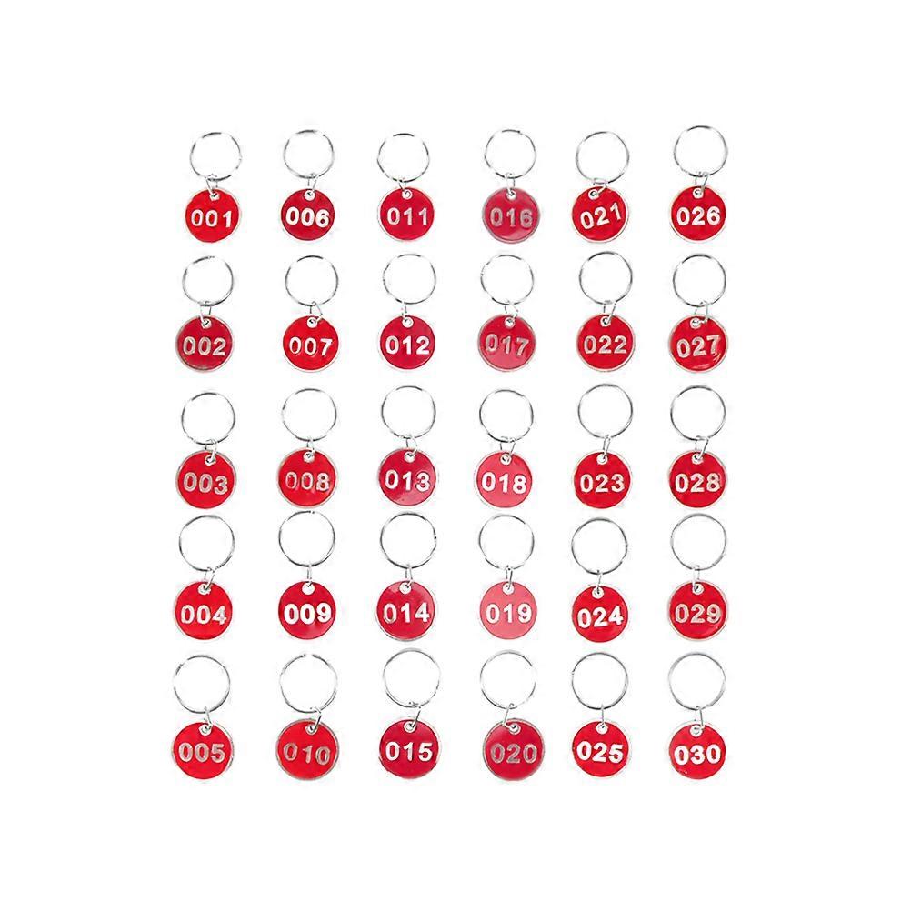 Red Aluminium Luggage ID Tags with Numbers for Keys and Storage Organization, Durable Key Ring Labels for Hotels and Personal Use