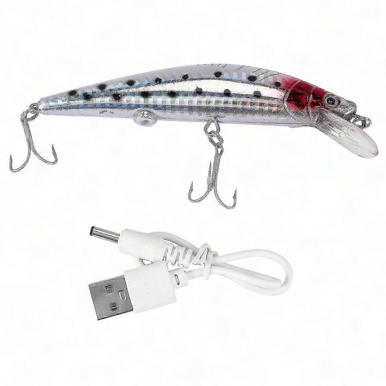 USB Rechargeable LED Fishing Lure - Lifelike Vibrating Bait with Triple Hooks for Bass Trout