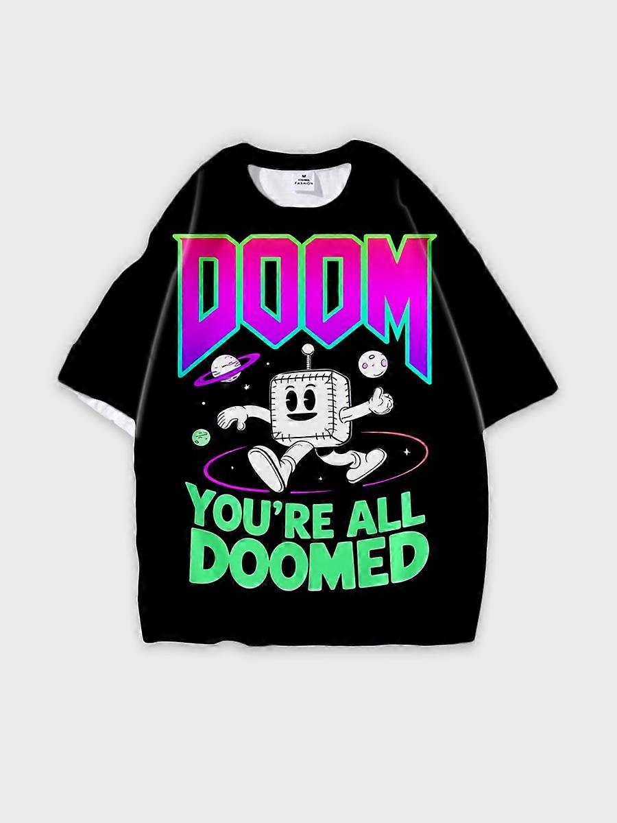 T-shirt round neck Pattern loose short sleeve B1701