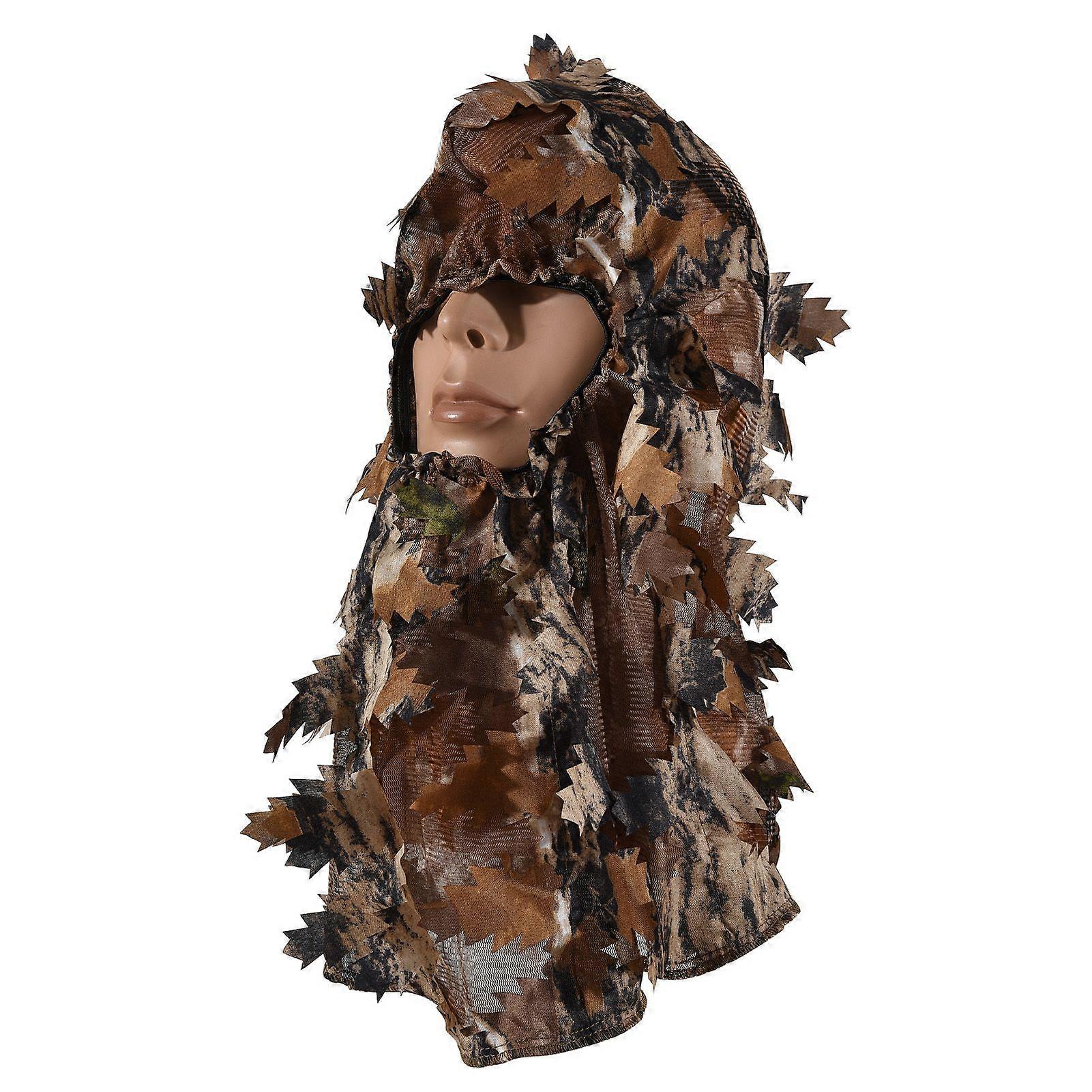 Ghillie Hunting Hat Camouflage Leaf Headgear Mosquito Net Hat Hunting Accessories for Men Breathable Polyester Material One Size Fits All Green Spring