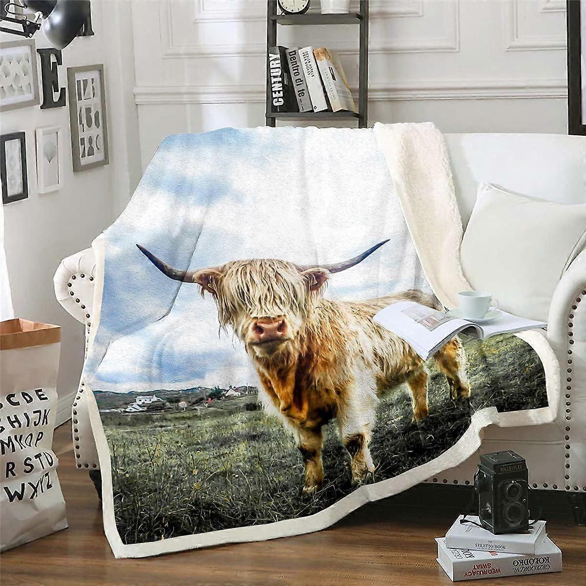 Farmhouse Animal Sherpa Blanket Sheep Sits On The Old Sofa Sherpa Fleece Throw Blanket Warm Soft Cozy Blanket Fuzzy Blanket Lightweight Plush 並行輸入 Farm Animal Plush Fleece Throw Blanket, Cow Throw Blanket, Cow