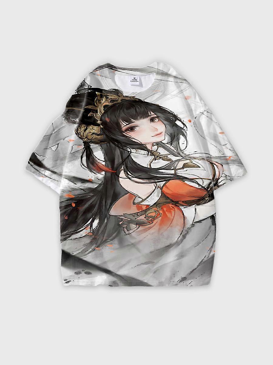 T-shirt round neck book Characters Pattern loose short sleeve E3333