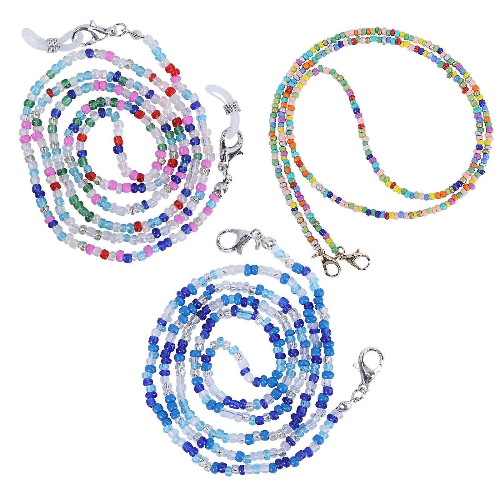 3pcs Anti Skid Eyeglasses Hanging Chains with Decorative Bead Design