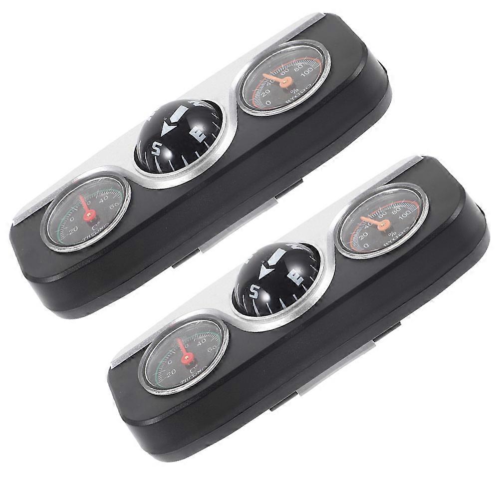 Car Dashboard Ball Compass with Thermometer Hygrometer ABS Material Multi Functional Auto Interior Accessory for Vehicle Navigation Climate